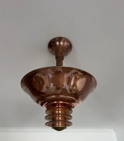 French_Art_Deco_Copper_and_Rosé_Sandblasted_Glass_Chandelier,_1930s