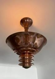 French_Art_Deco_Copper_and_Rosé_Sandblasted_Glass_Chandelier,_1930s
