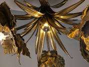1970s_Maison_Jansen_Brass_Floral_Chandelier,_Sculptural_Leaf_and_Flower_Ceiling_Light,_French_Design