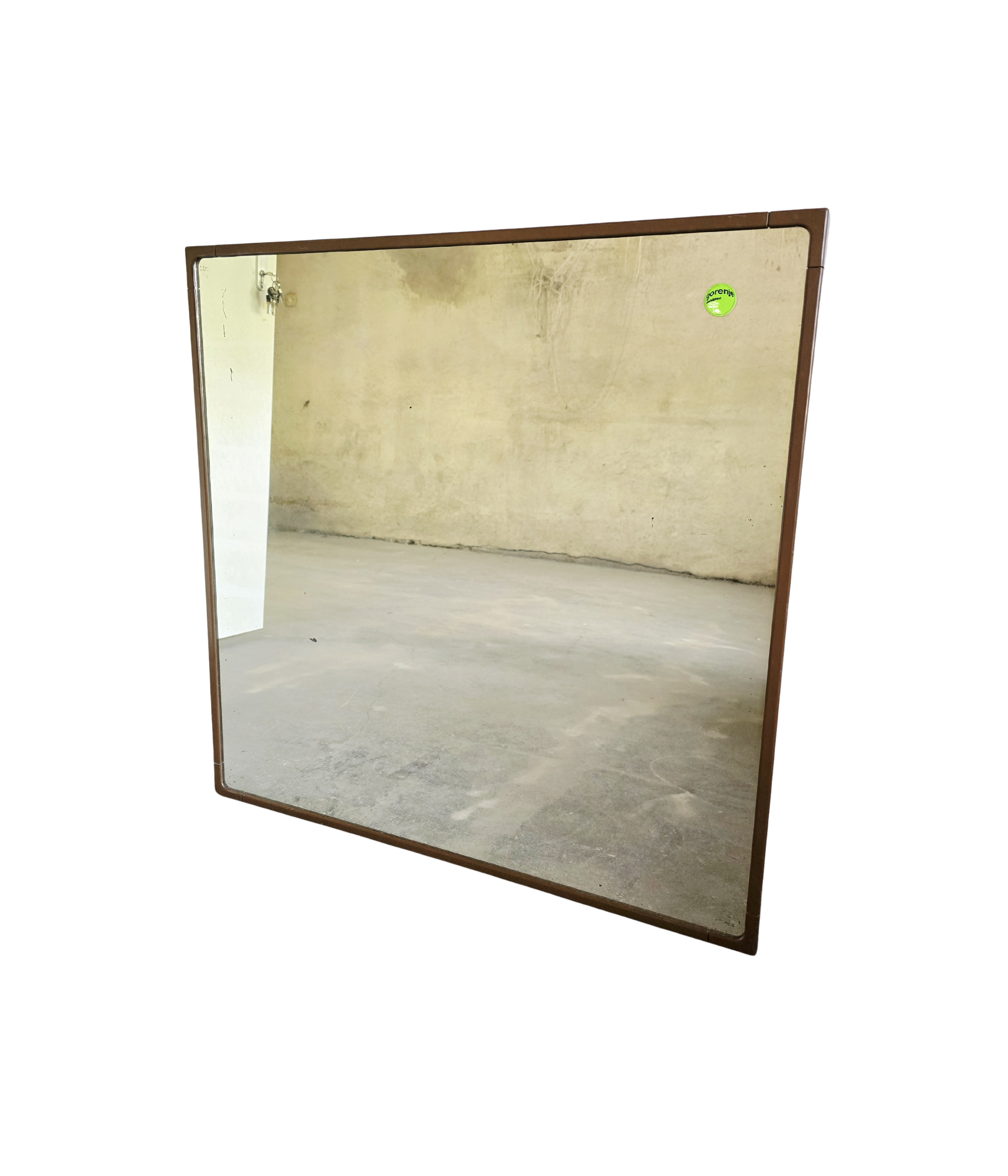 Makio_Hasuike_Space_Age_Wall_Mirror_for_Gorenje_Metalplast_in_Brown_Molded_Plastic,_Yugoslavia,_1970s