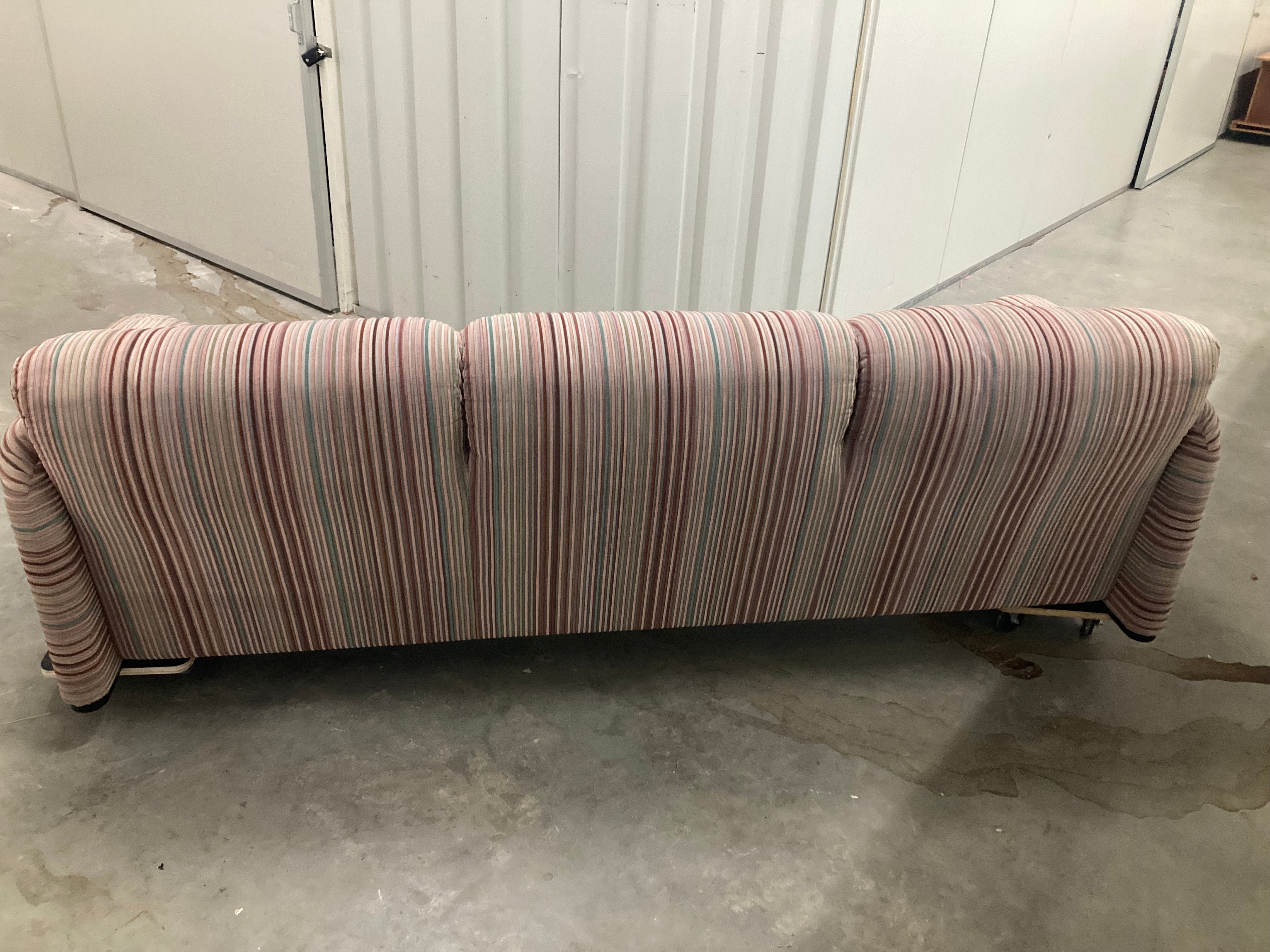 Maralunga_3-Seater_Sofa_by_Vico_Magistretti_for_Cassina,_Original_Pastel_Striped_Fabric,_1970s