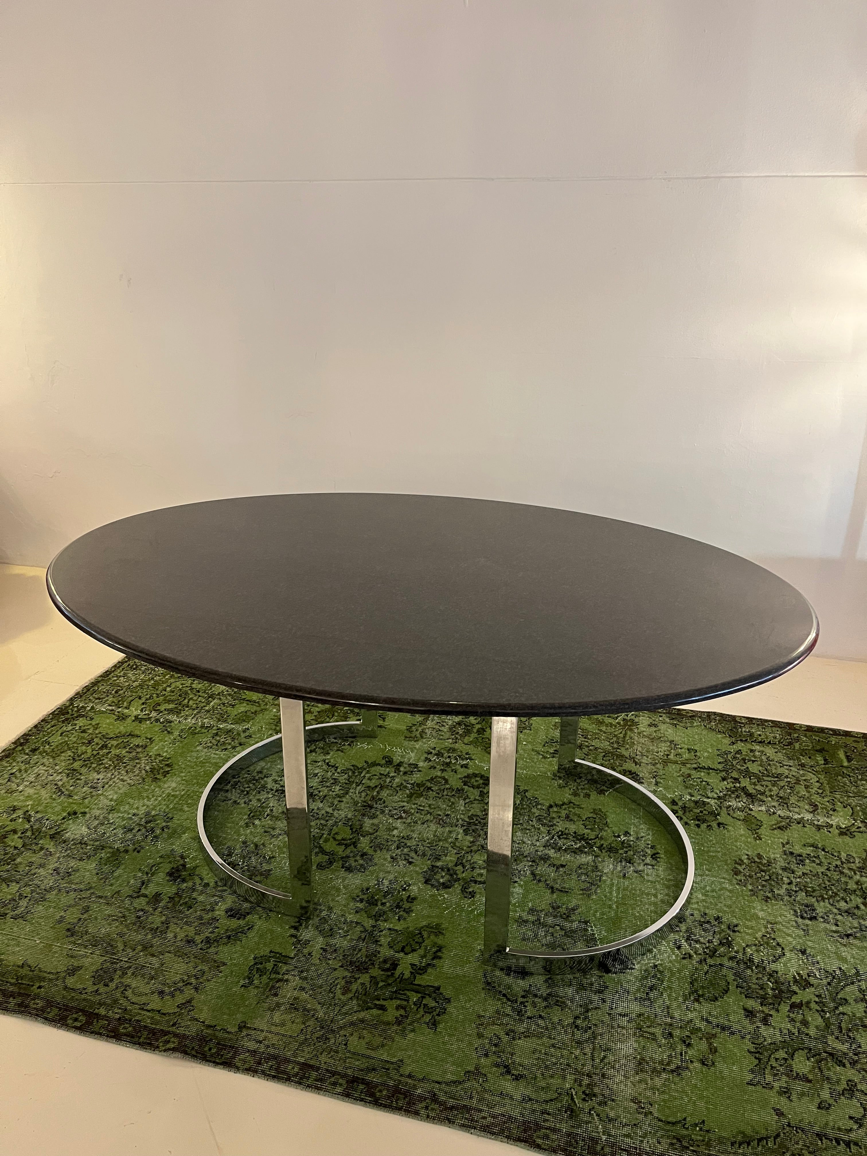 Marble_and_Chromed_Metal_Dinning_Table_by_Vittorio_Introini