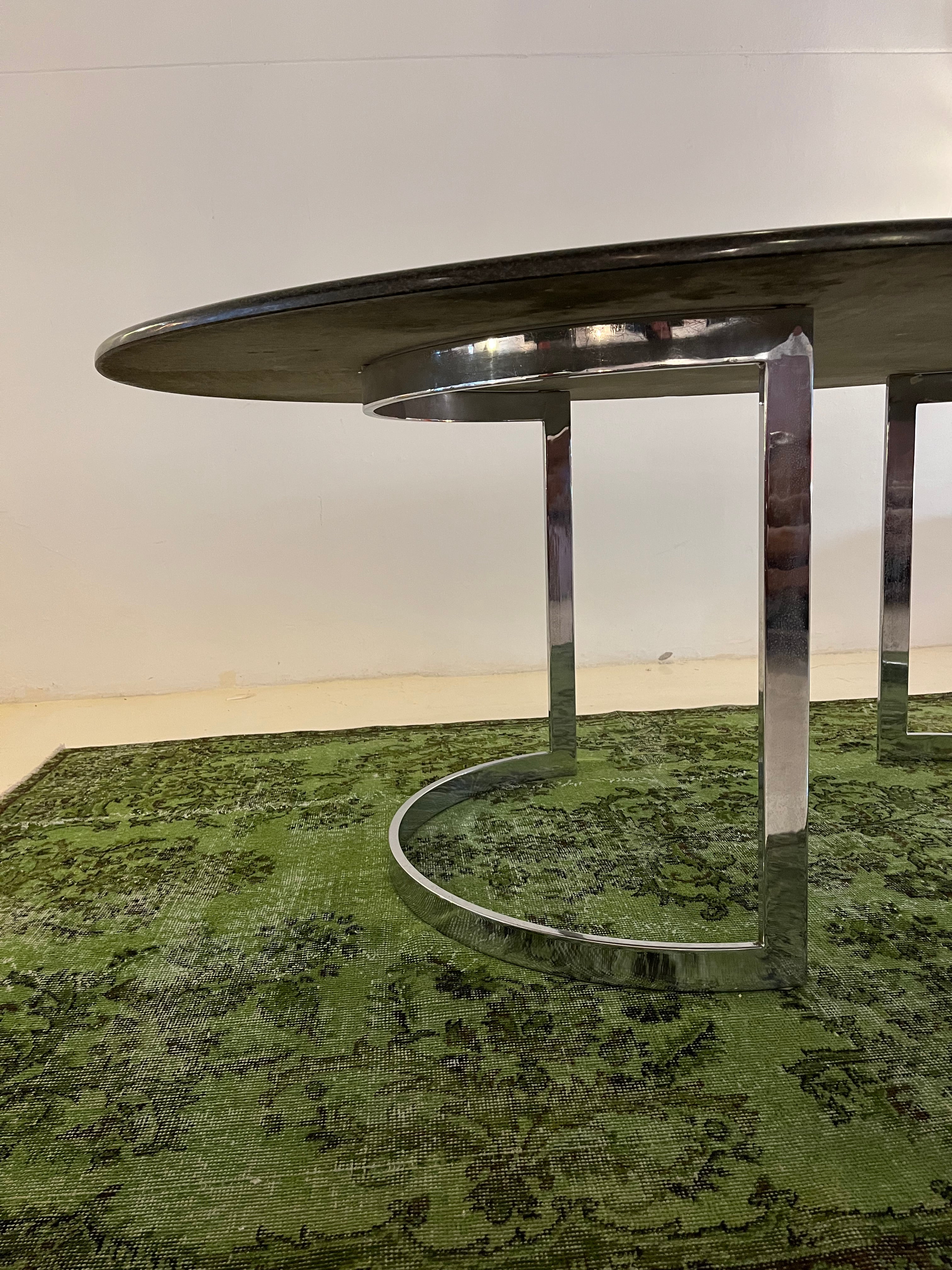 Marble_and_Chromed_Metal_Dinning_Table_by_Vittorio_Introini