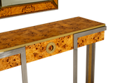 Console_and_Mirror_Set_by_Mario_Sabot_and_Willy_Rizzo_in_Burl_Wood_and_Brass,_Italy_1970s
