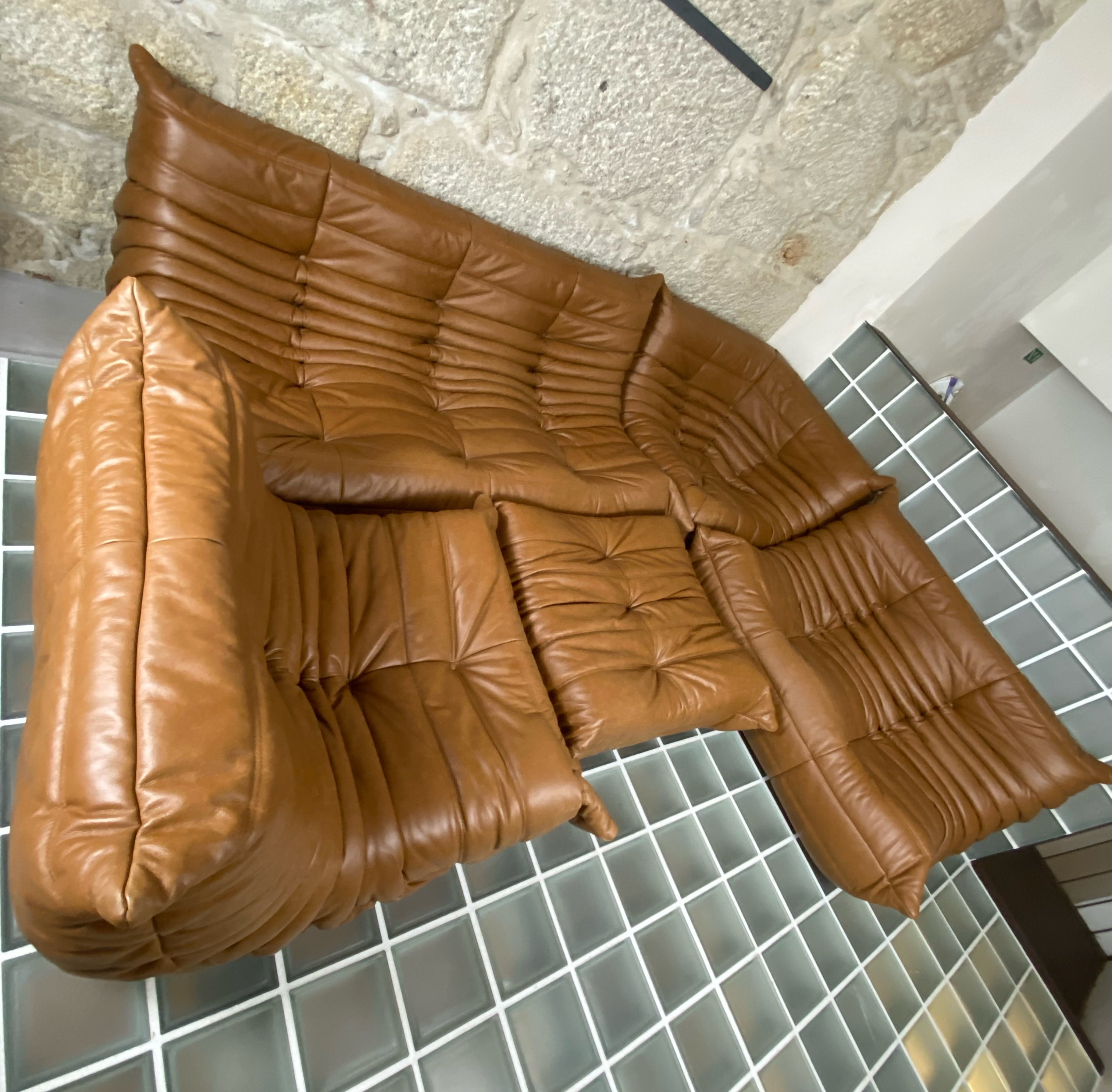 Set_of_5_Maroon_Leather_Togo_Sofa_by_Michel_Ducaroy_for_Ligne_Roset