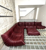 Set_of_5_Maroon_Leather_Togo_Sofa_Set_by_Michel_Ducaroy_for_Ligne_Roset