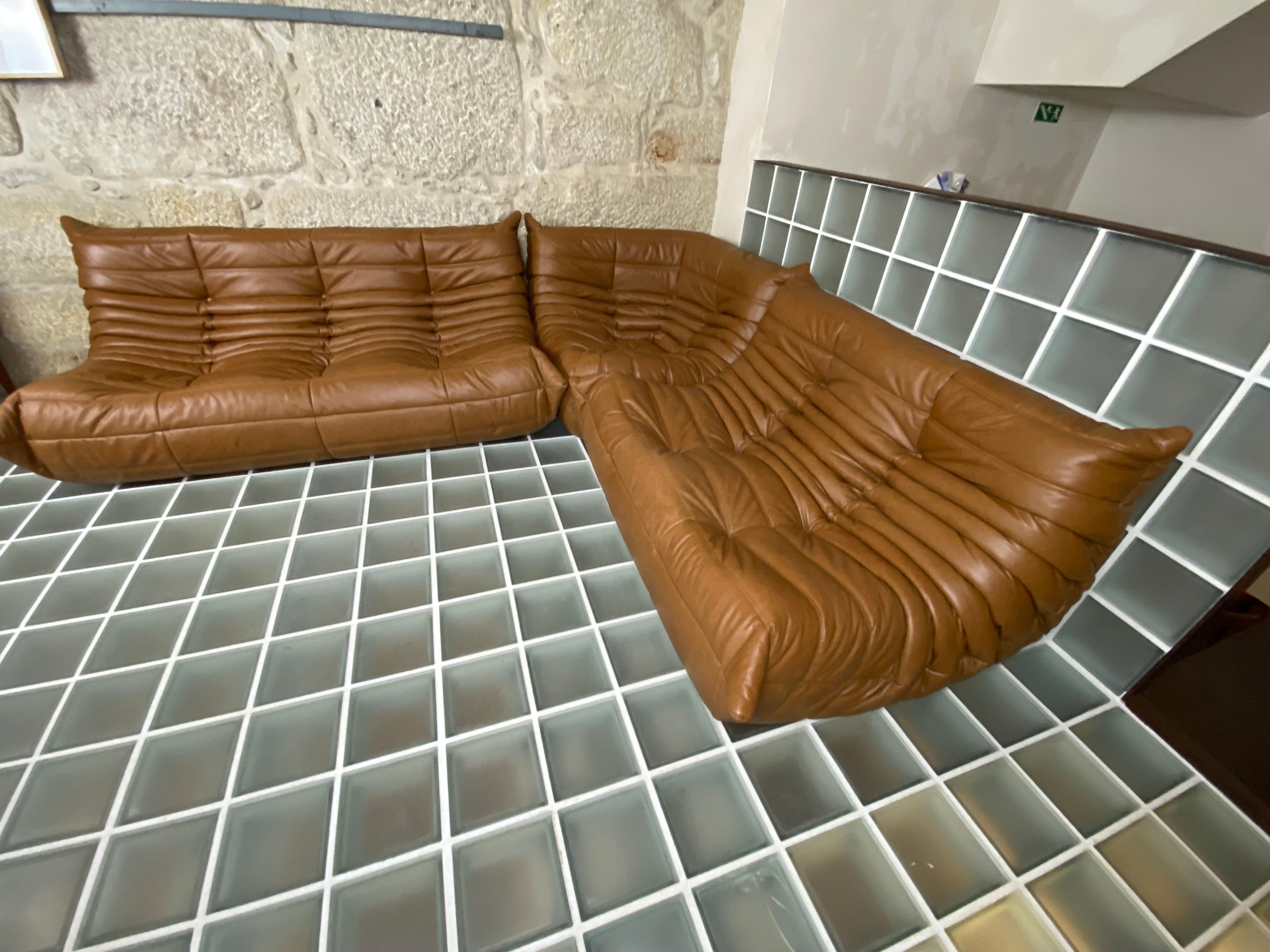 Set_of_5_Maroon_Leather_Togo_Sofa_by_Michel_Ducaroy_for_Ligne_Roset
