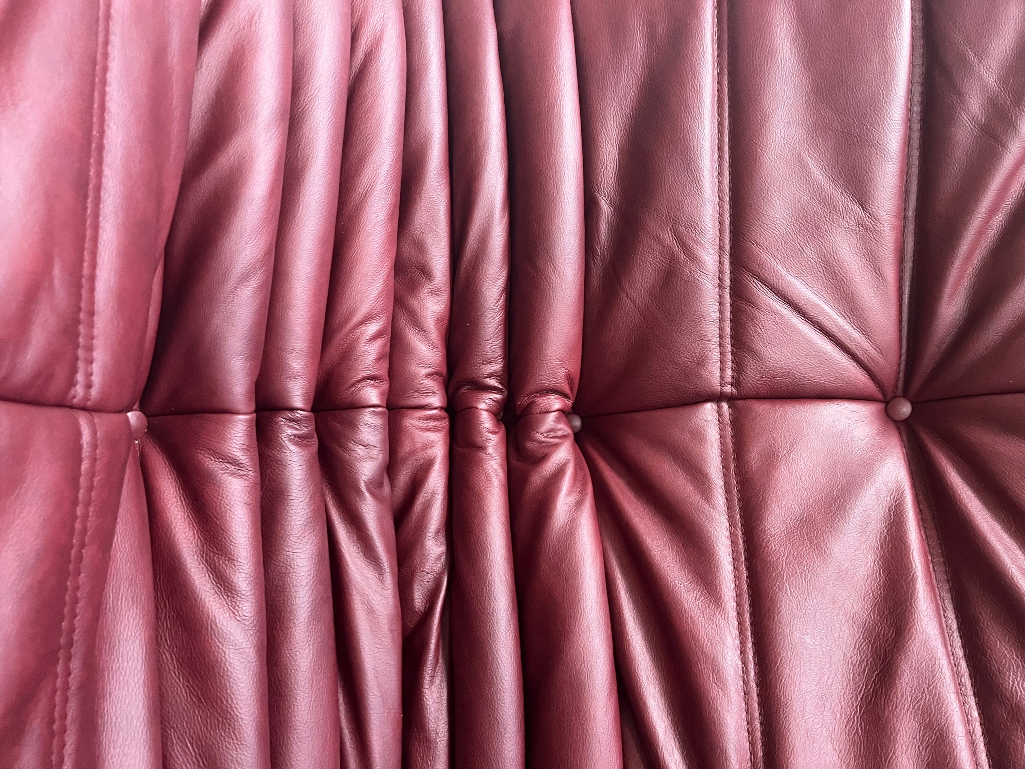 Set_of_5_Maroon_Leather_Togo_Sofa_Set_by_Michel_Ducaroy_for_Ligne_Roset