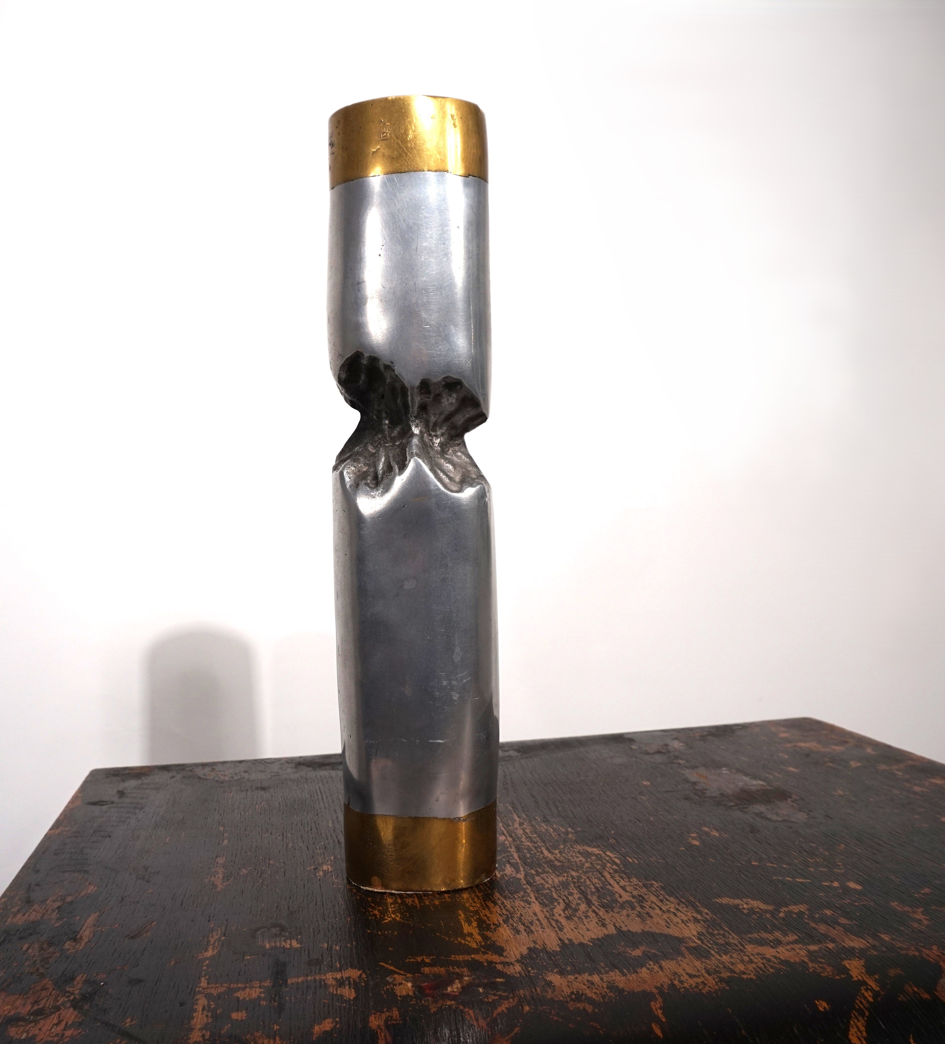 1980s_Brutalist_Brass_and_Aluminum_Sculpture_Candleholder_by_David_Marshall