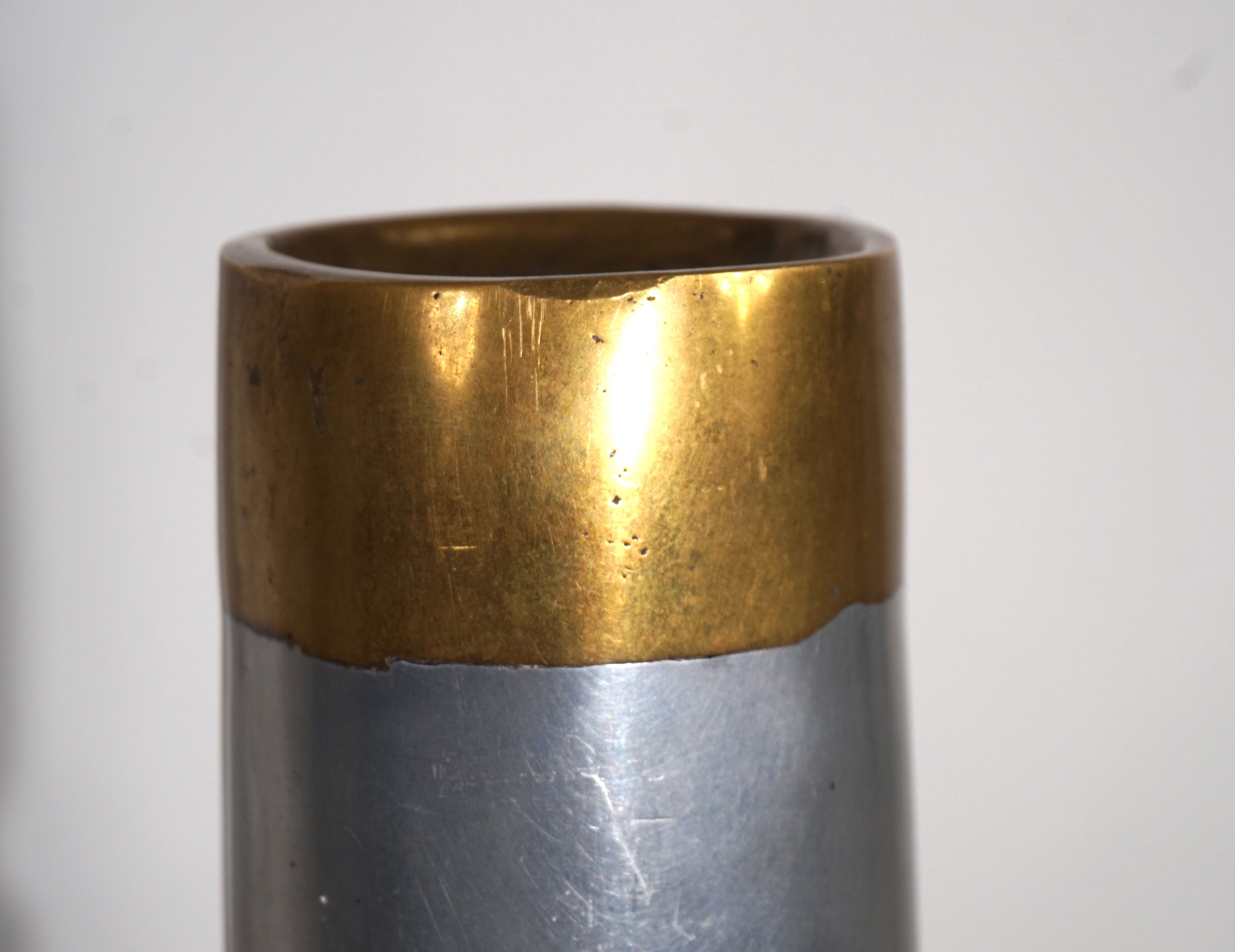 1980s_Brutalist_Brass_and_Aluminum_Sculpture_Candleholder_by_David_Marshall