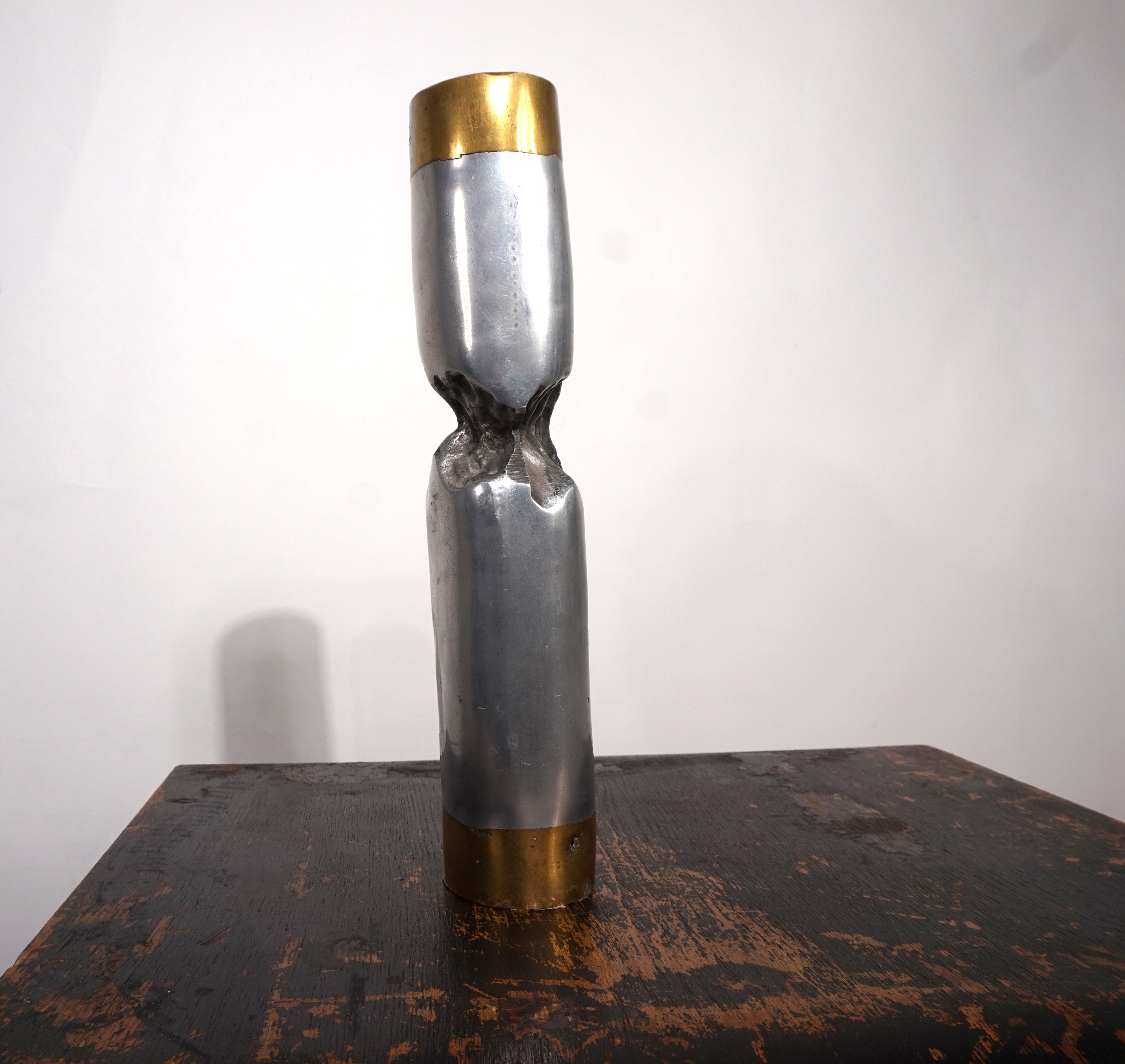 1980s_Brutalist_Brass_and_Aluminum_Sculpture_Candleholder_by_David_Marshall