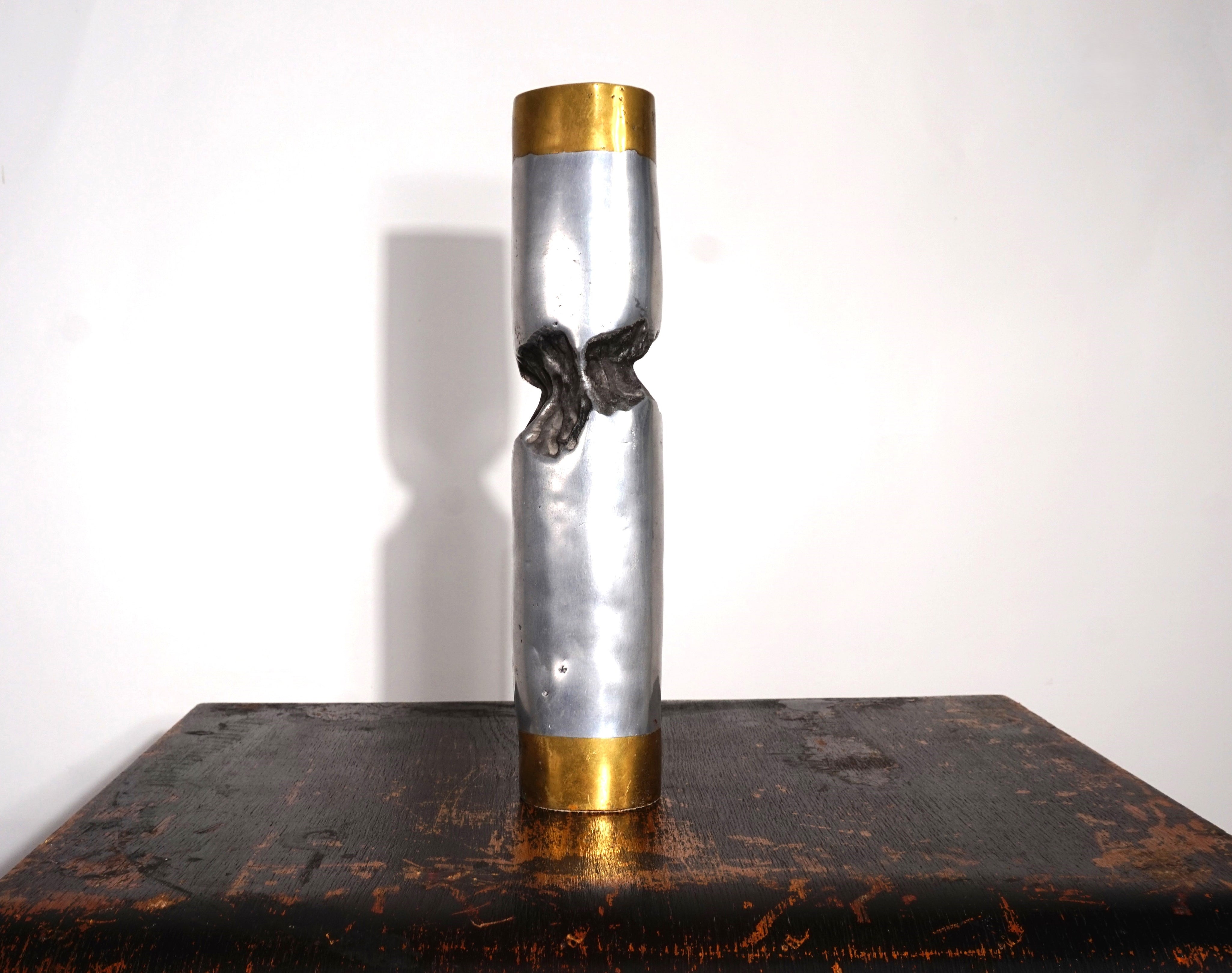 1980s_Brutalist_Brass_and_Aluminum_Sculpture_Candleholder_by_David_Marshall