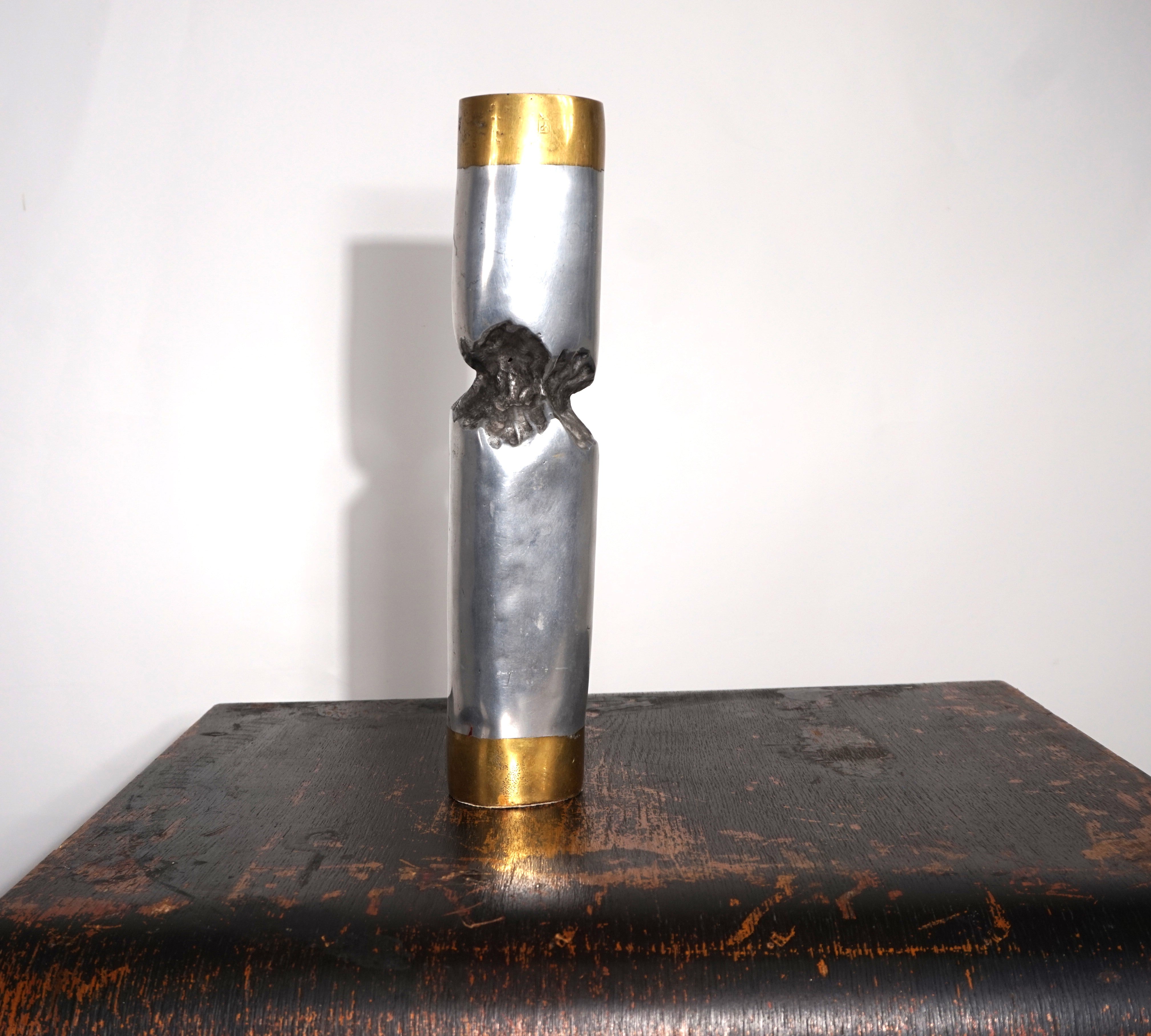 1980s_Brutalist_Brass_and_Aluminum_Sculpture_Candleholder_by_David_Marshall
