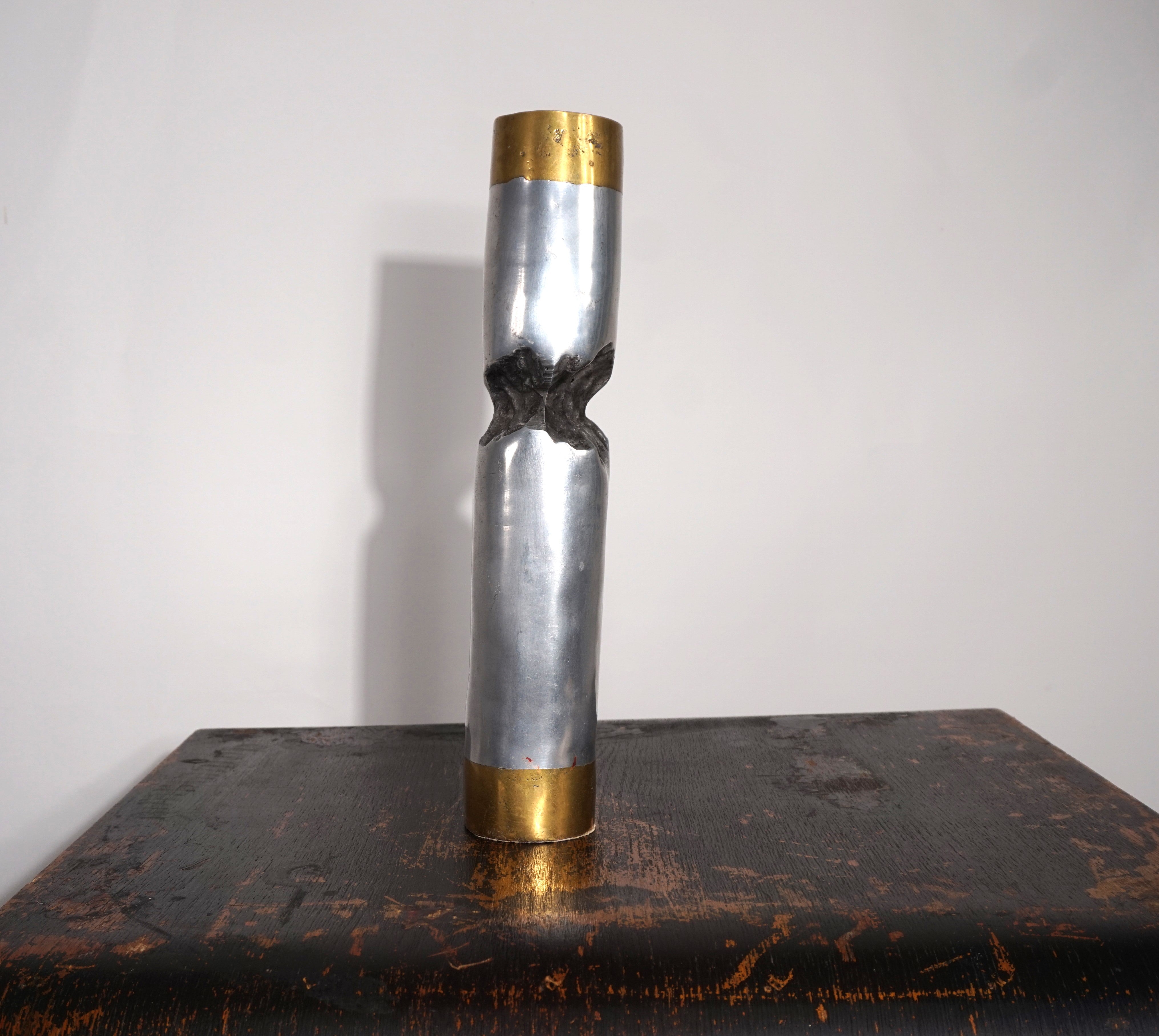 1980s_Brutalist_Brass_and_Aluminum_Sculpture_Candleholder_by_David_Marshall