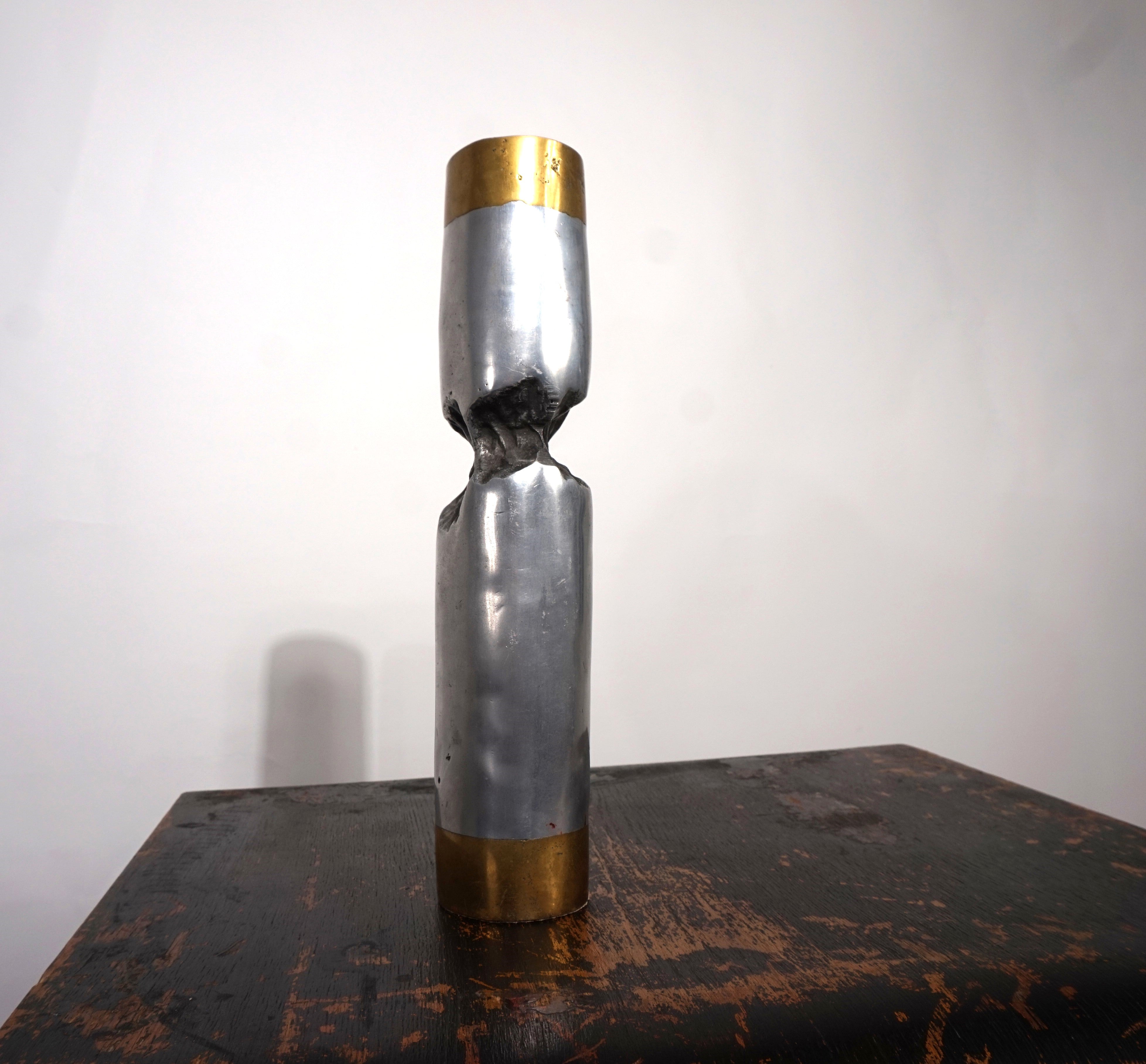 1980s_Brutalist_Brass_and_Aluminum_Sculpture_Candleholder_by_David_Marshall