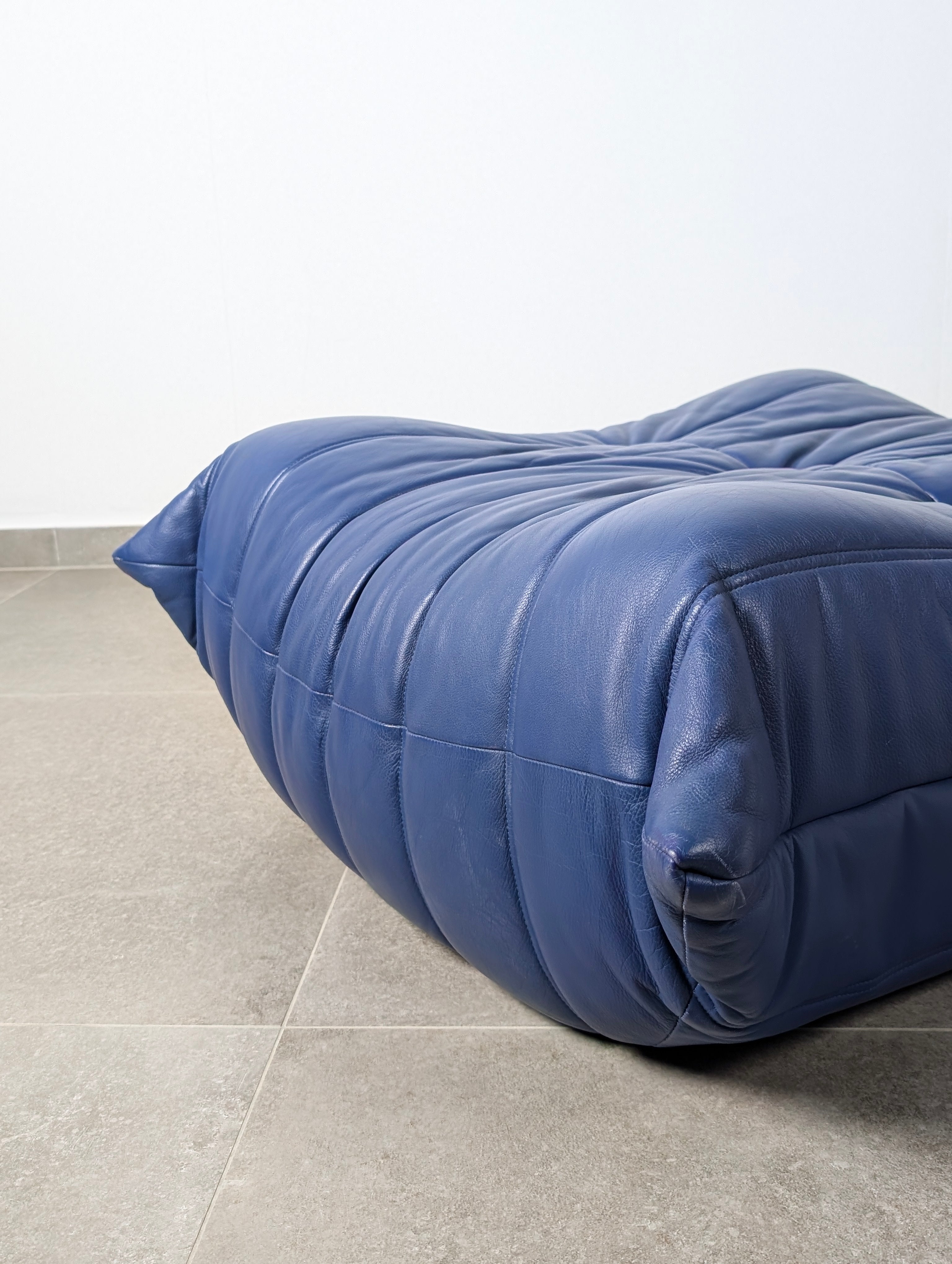Michel_Ducaroy_Ligne_Roset_Blue_Leather_Togo_Ottoman_France_1980s