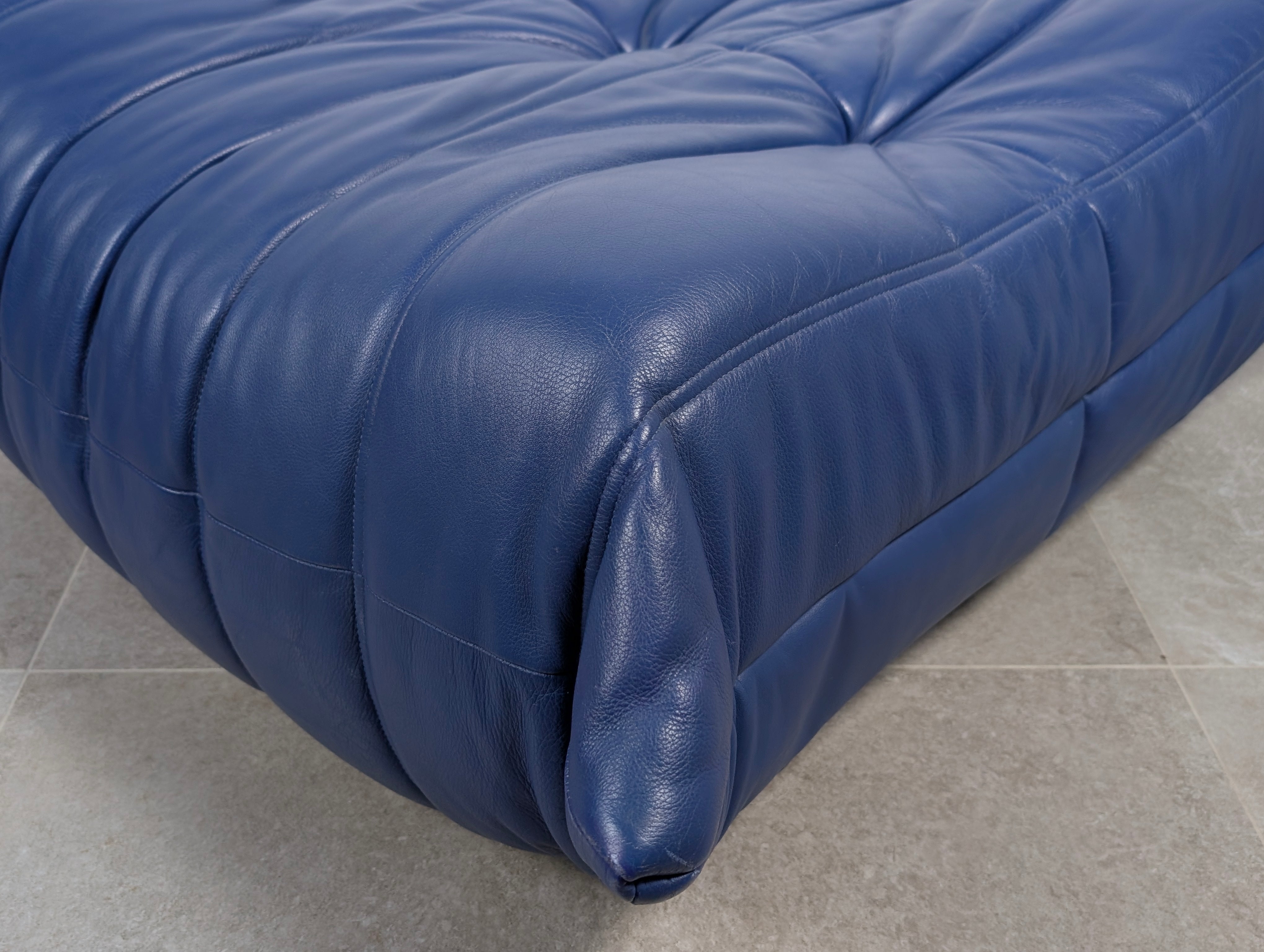 Michel_Ducaroy_Ligne_Roset_Blue_Leather_Togo_Ottoman_France_1980s