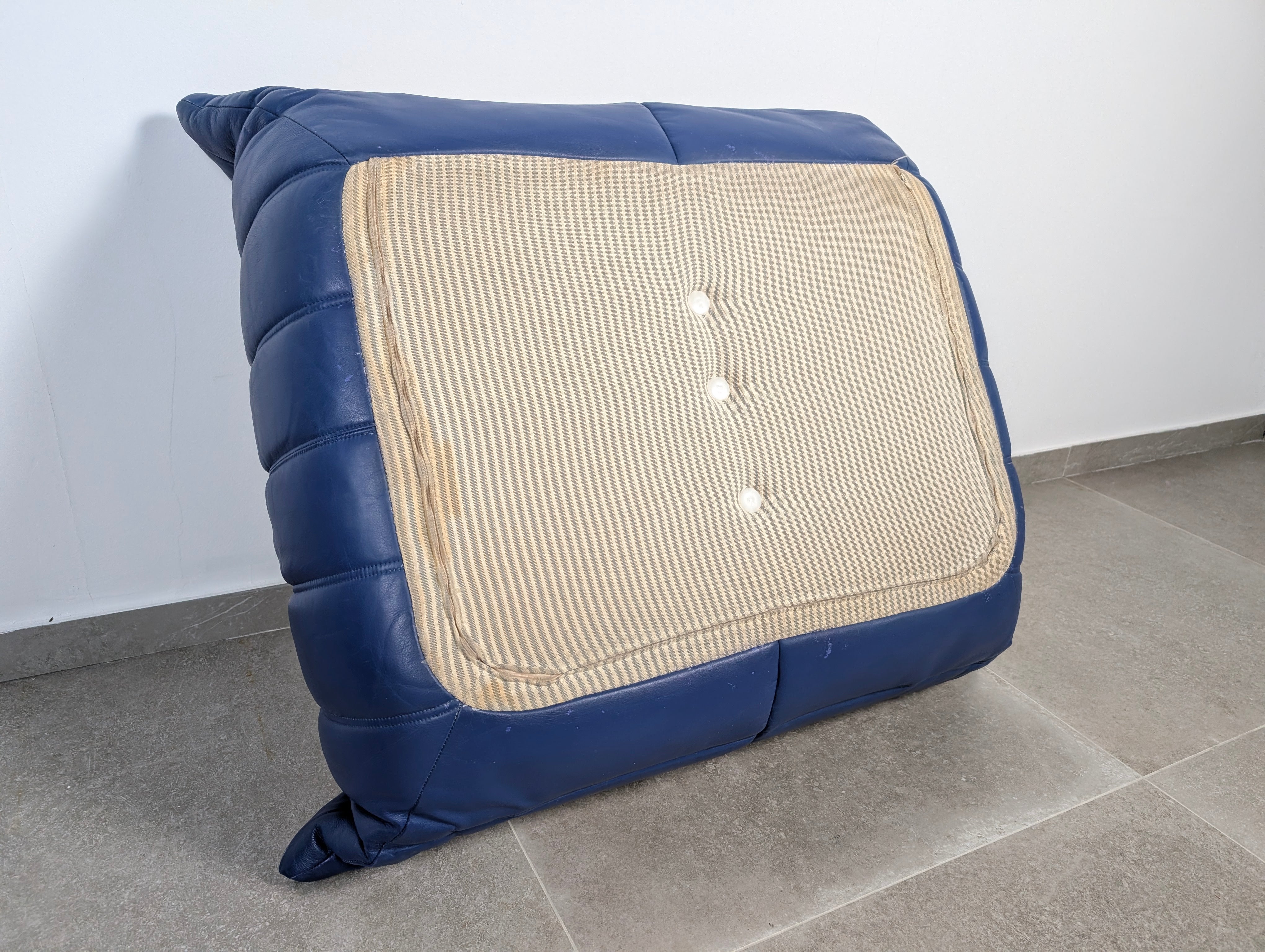 Michel_Ducaroy_Ligne_Roset_Blue_Leather_Togo_Ottoman_France_1980s