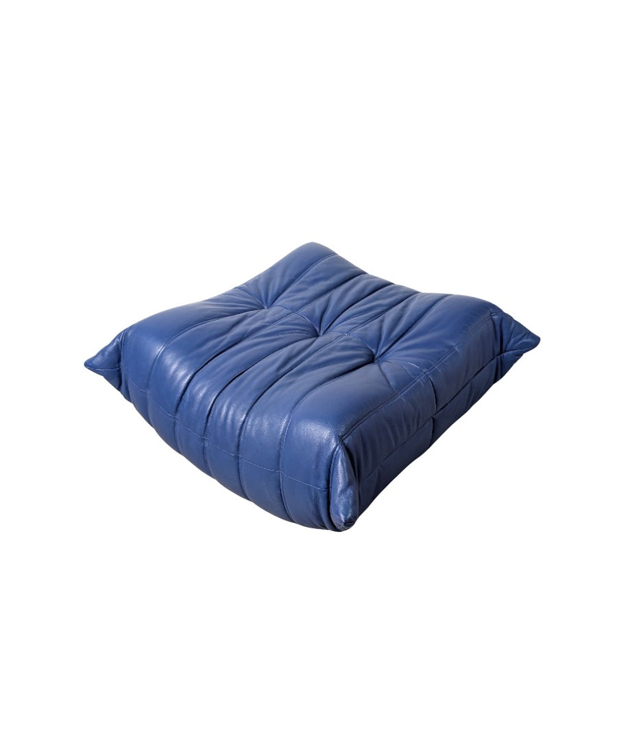 Michel_Ducaroy_Ligne_Roset_Blue_Leather_Togo_Ottoman_France_1980s