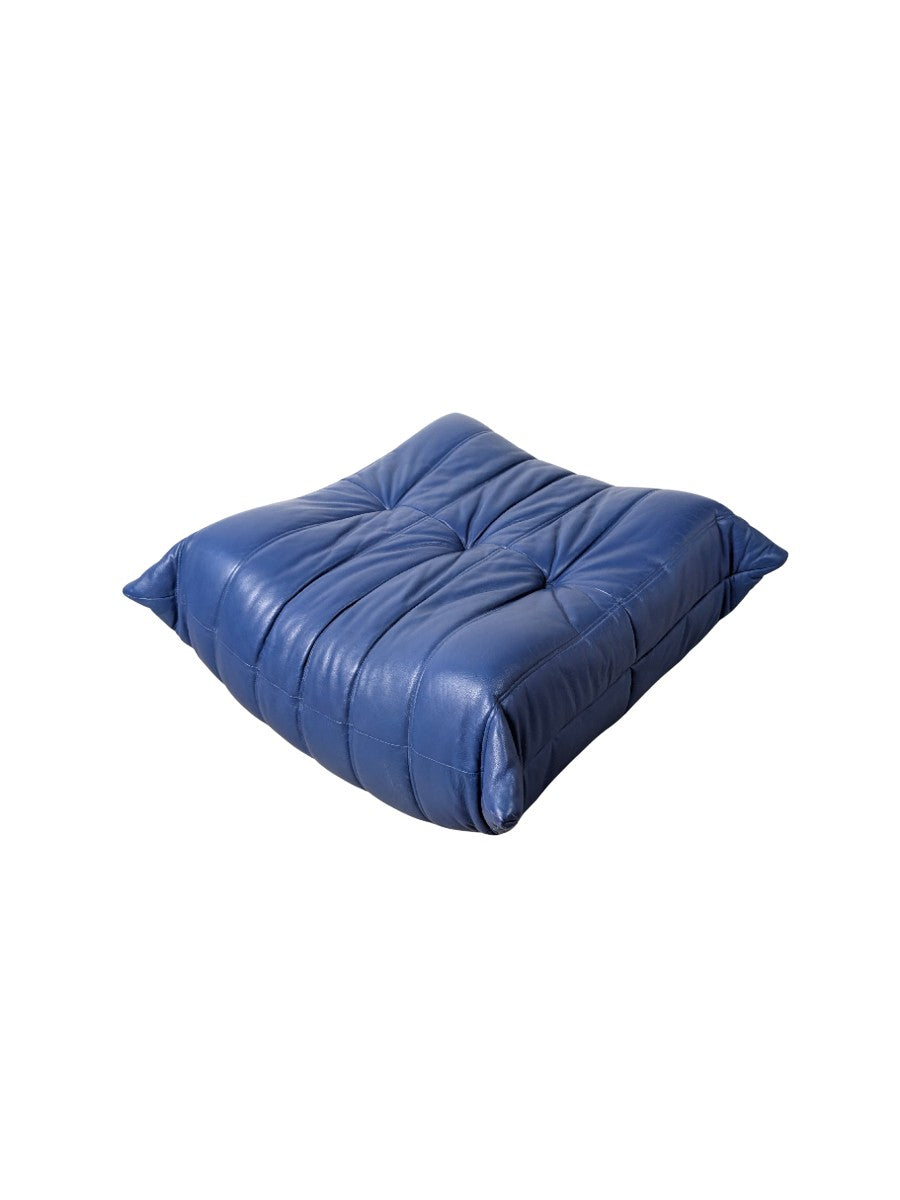 Michel_Ducaroy_Ligne_Roset_Blue_Leather_Togo_Ottoman_France_1980s