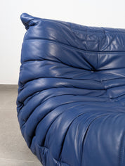 Michel_Ducaroy_Togo_Loveseat_in_Blue_Leather_for_Ligne_Roset,_France,_1980s