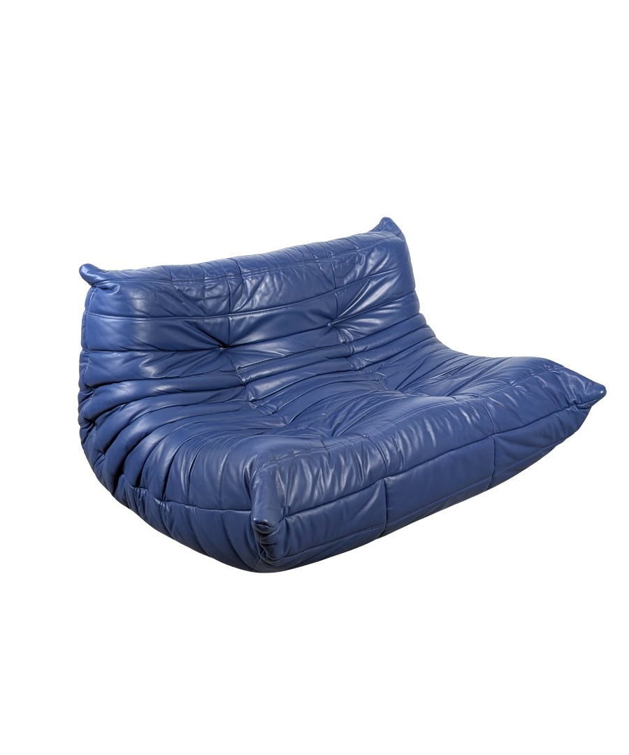 Michel_Ducaroy_Togo_Loveseat_in_Blue_Leather_for_Ligne_Roset,_France,_1980s