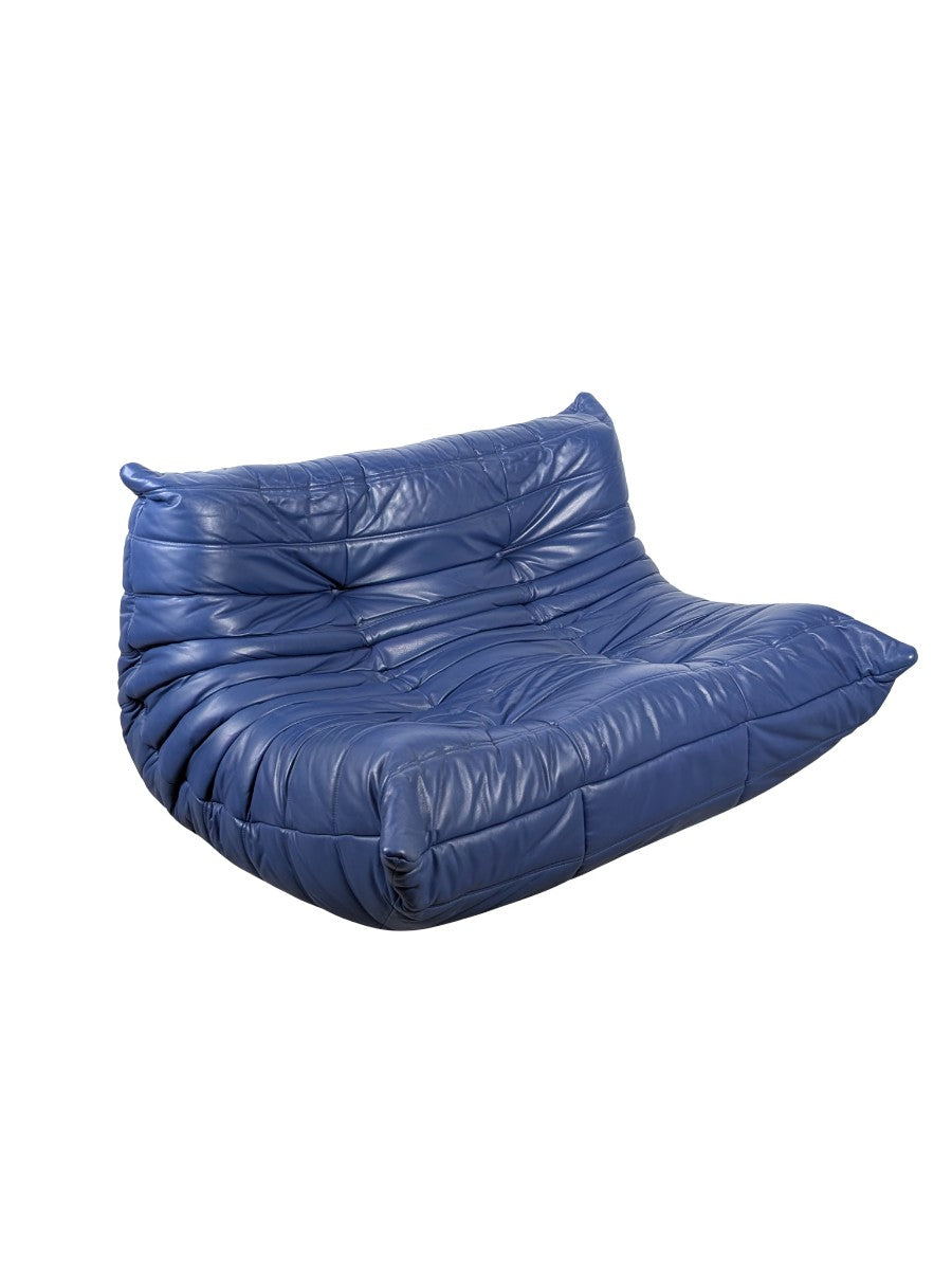 Michel_Ducaroy_Togo_Loveseat_in_Blue_Leather_for_Ligne_Roset,_France,_1980s