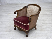 Mid-20th-Century_Scandinavian_Armchair,_Oak,_Wool_&_Velour,_1940s_Denmark
