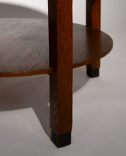 Amsterdam_School_Round_Oak_Side_Table,_Dutch_Design,_Circa_1920