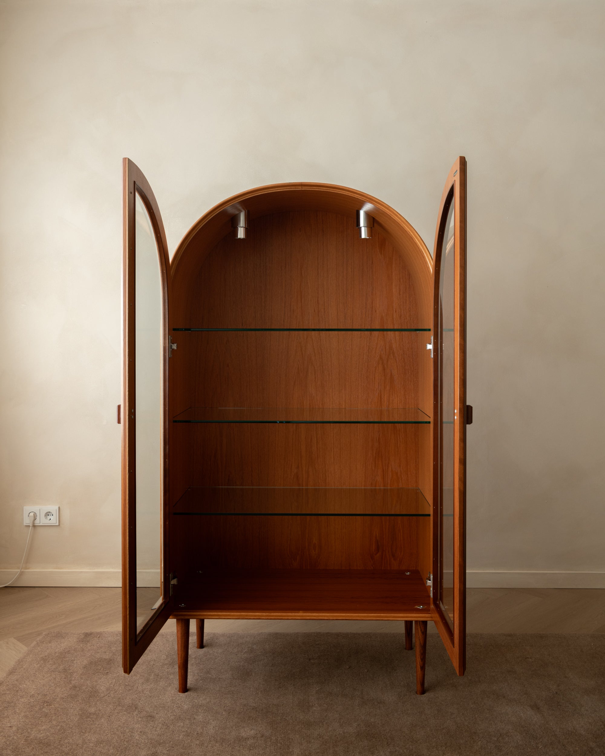 Arched_Teak_and_Glass_Display_Cabinet_with_Integrated_Lighting_by_Brinkmann,_Germany,_1980s