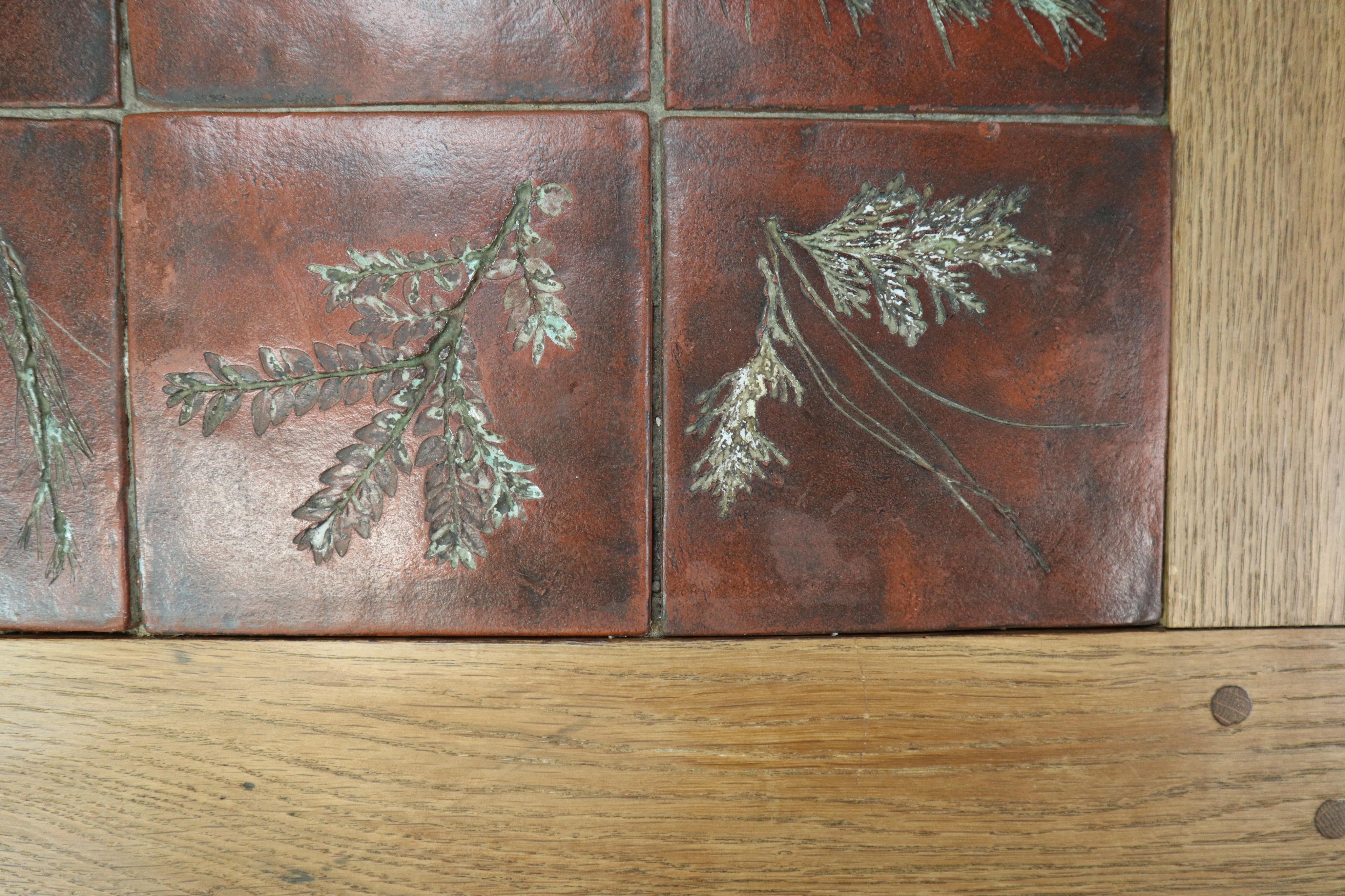 Mid-Century_botanical_ceramic_tile_coffee_table_in_Oak,_1960s