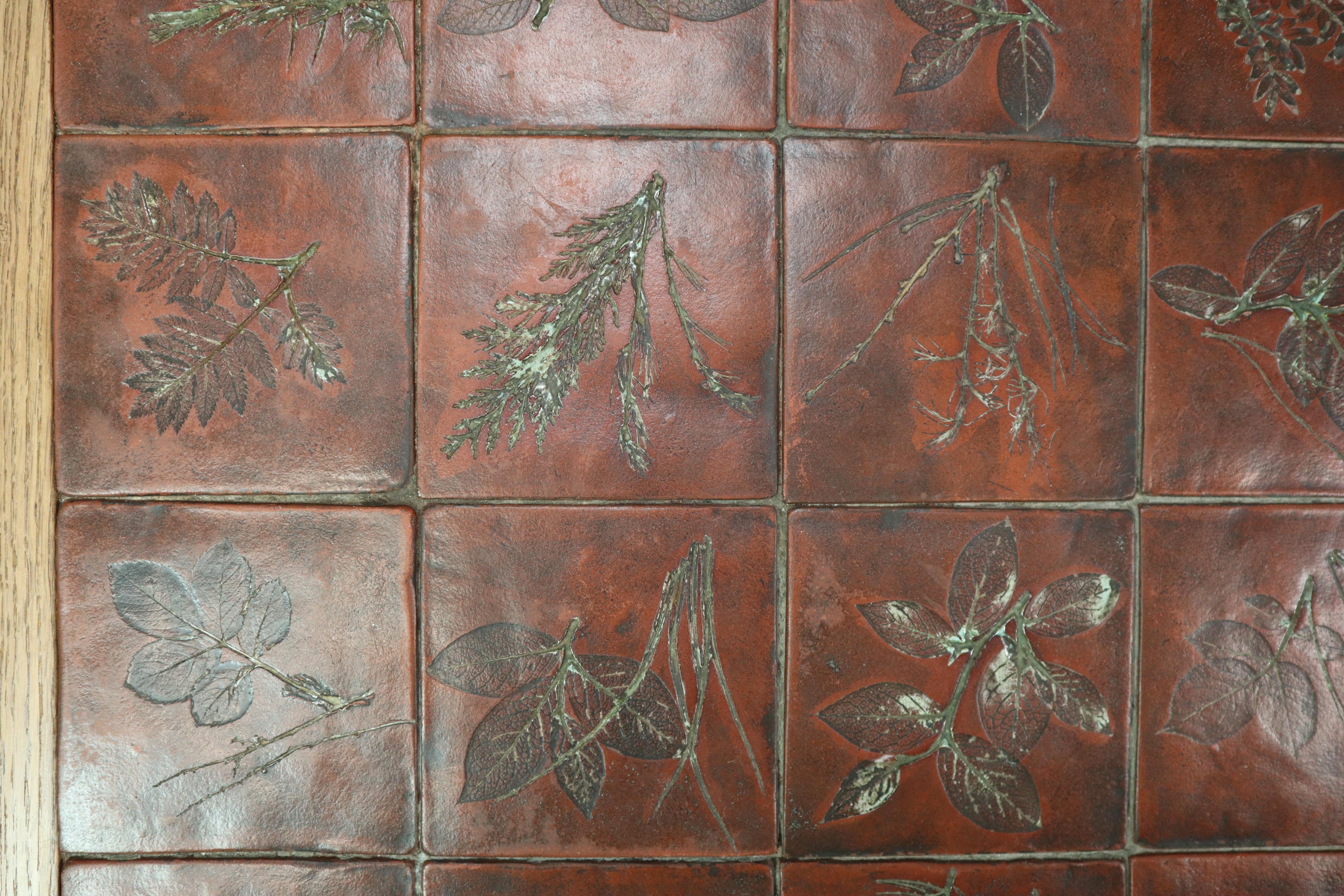 Mid-Century_botanical_ceramic_tile_coffee_table_in_Oak,_1960s