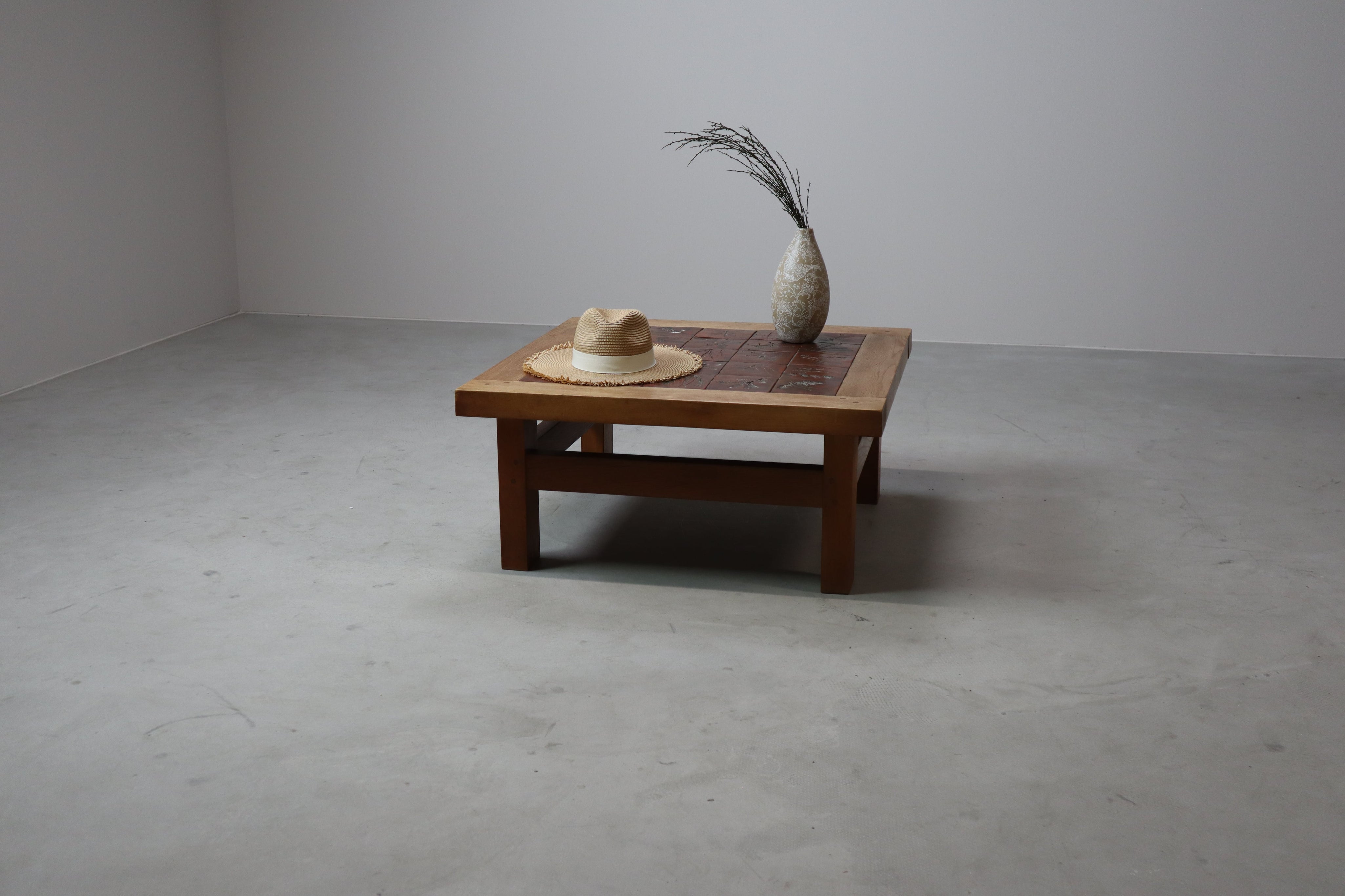 Mid-Century_botanical_ceramic_tile_coffee_table_in_Oak,_1960s