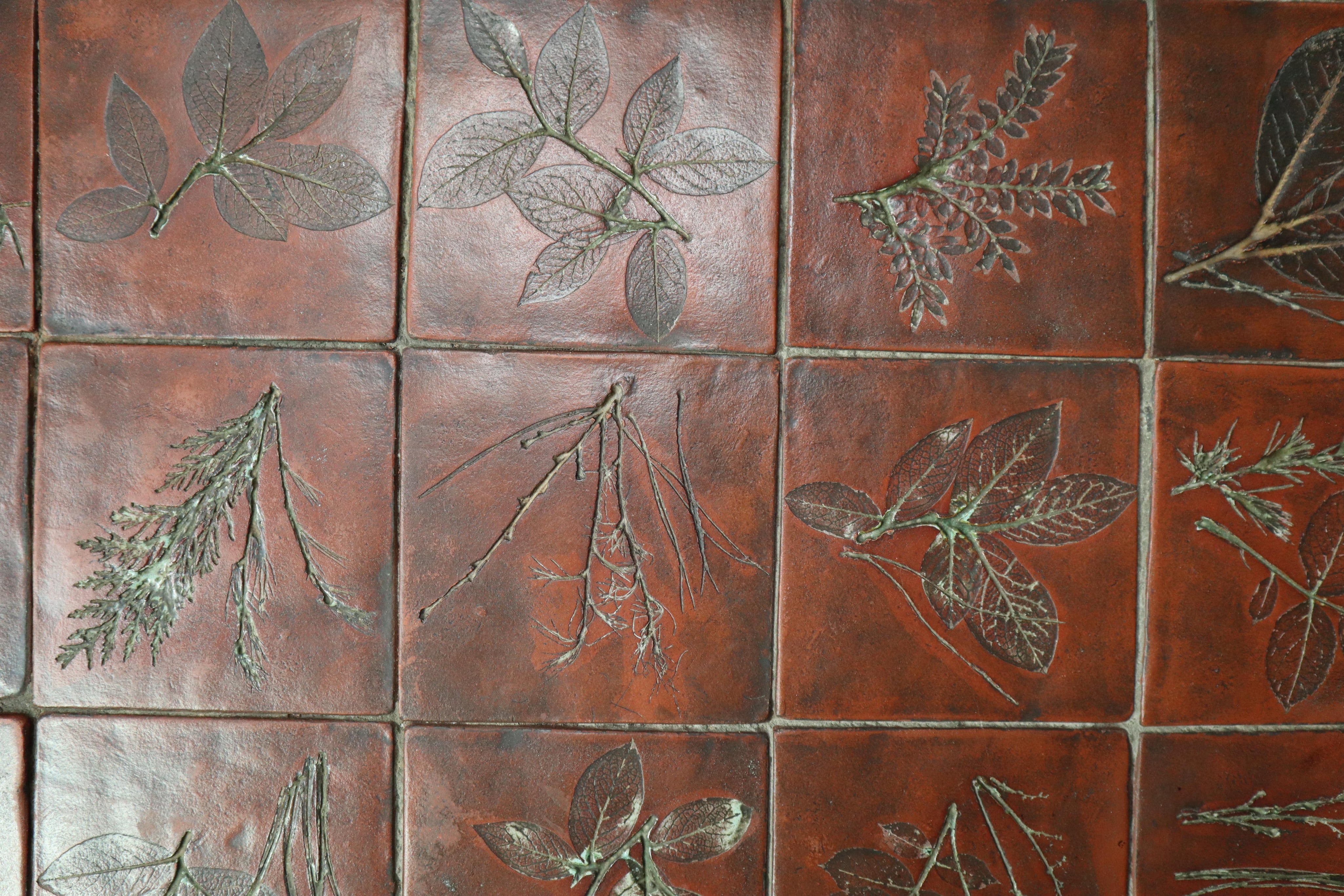Mid-Century_botanical_ceramic_tile_coffee_table_in_Oak,_1960s