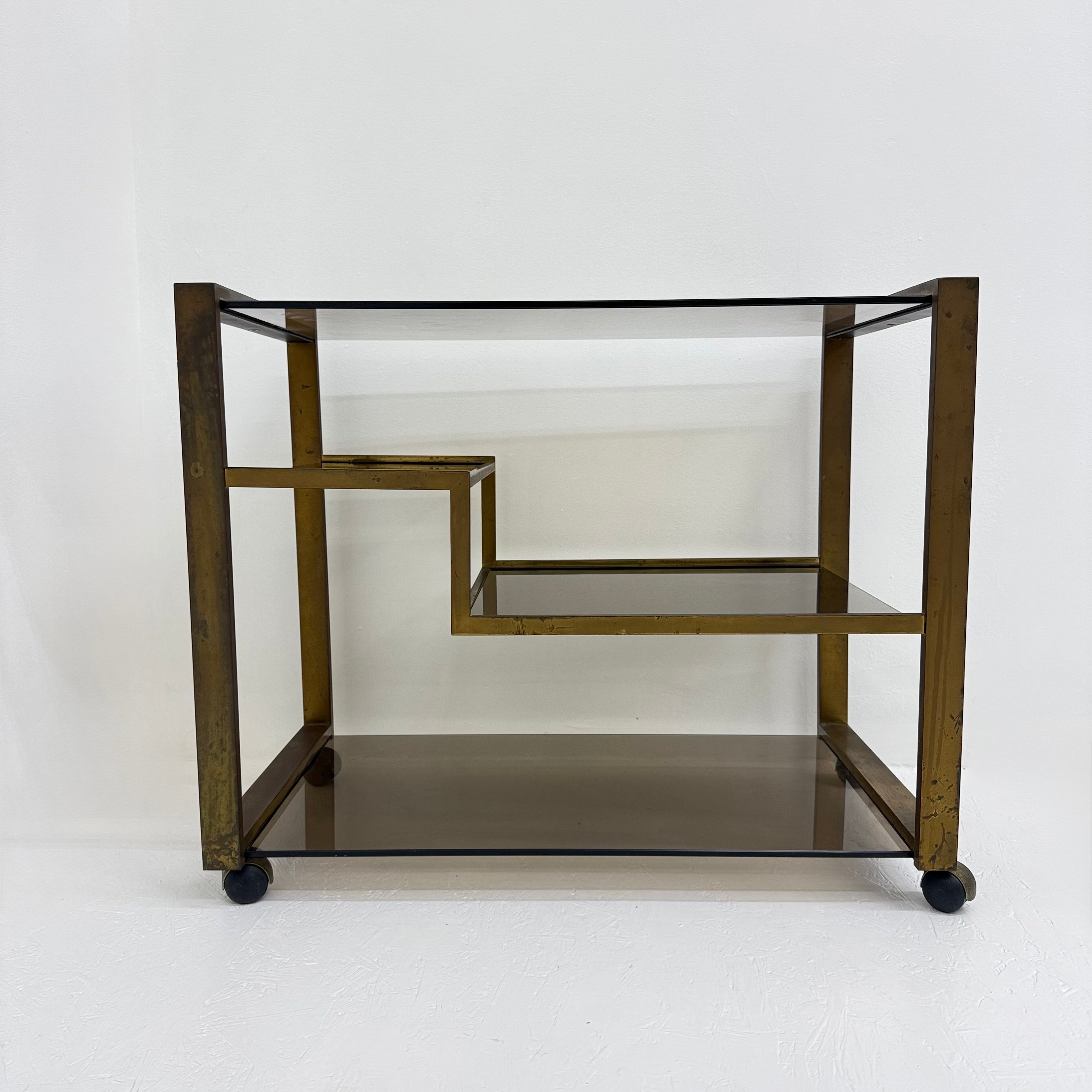 Mid-Century_Brass_Bar_Cart_with_Smoked_Glass,_1970s