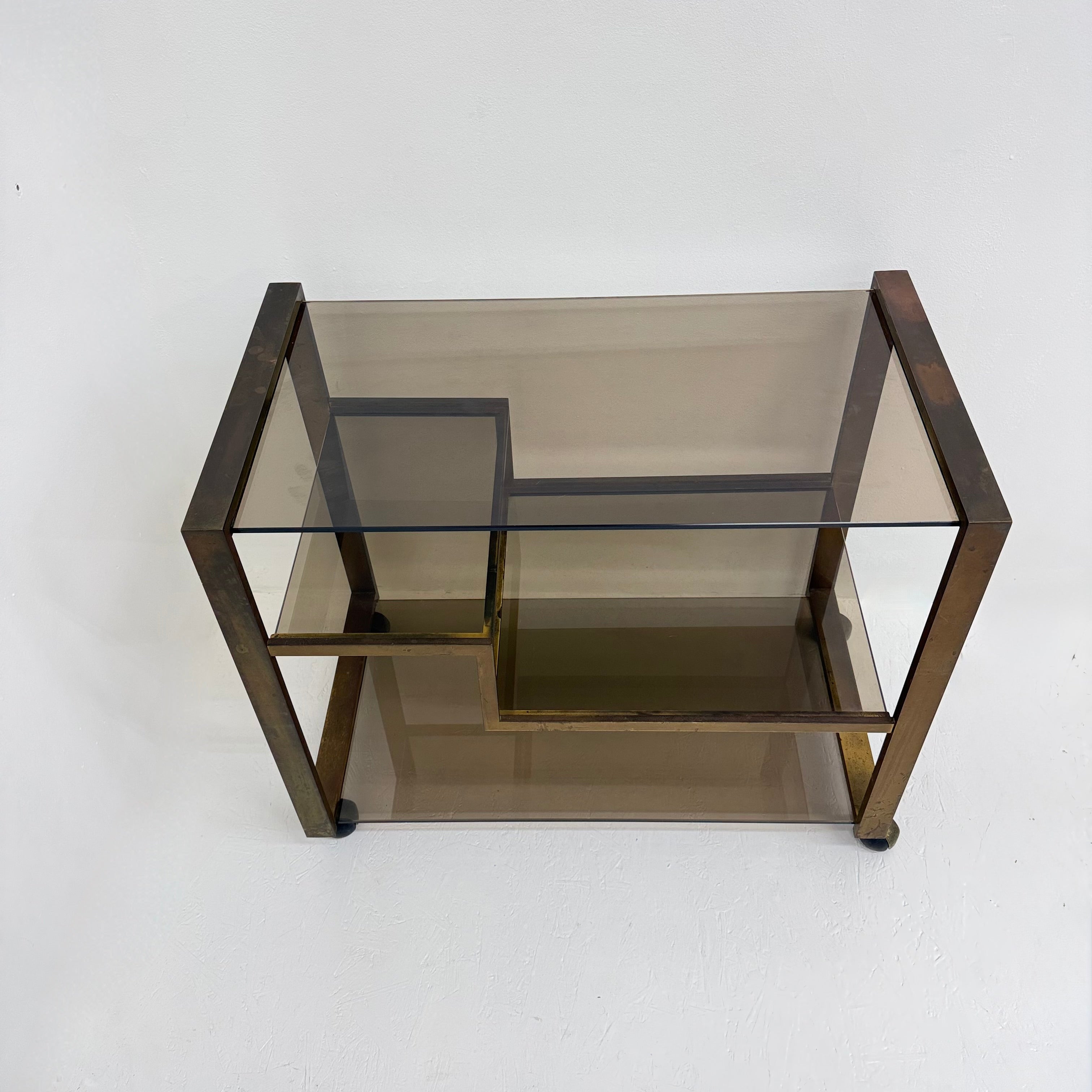 Mid-Century_Brass_Bar_Cart_with_Smoked_Glass,_1970s