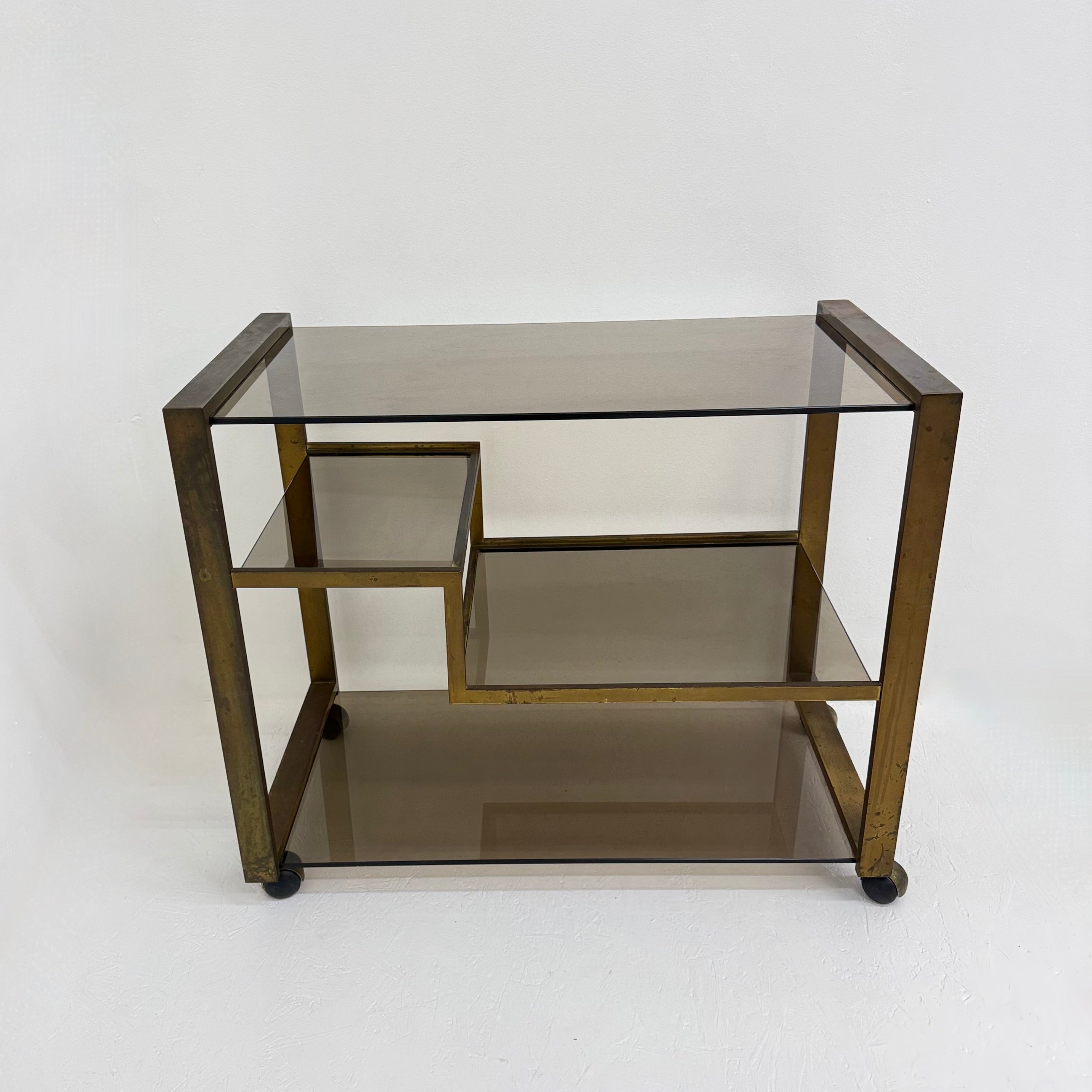 Mid-Century_Brass_Bar_Cart_with_Smoked_Glass,_1970s