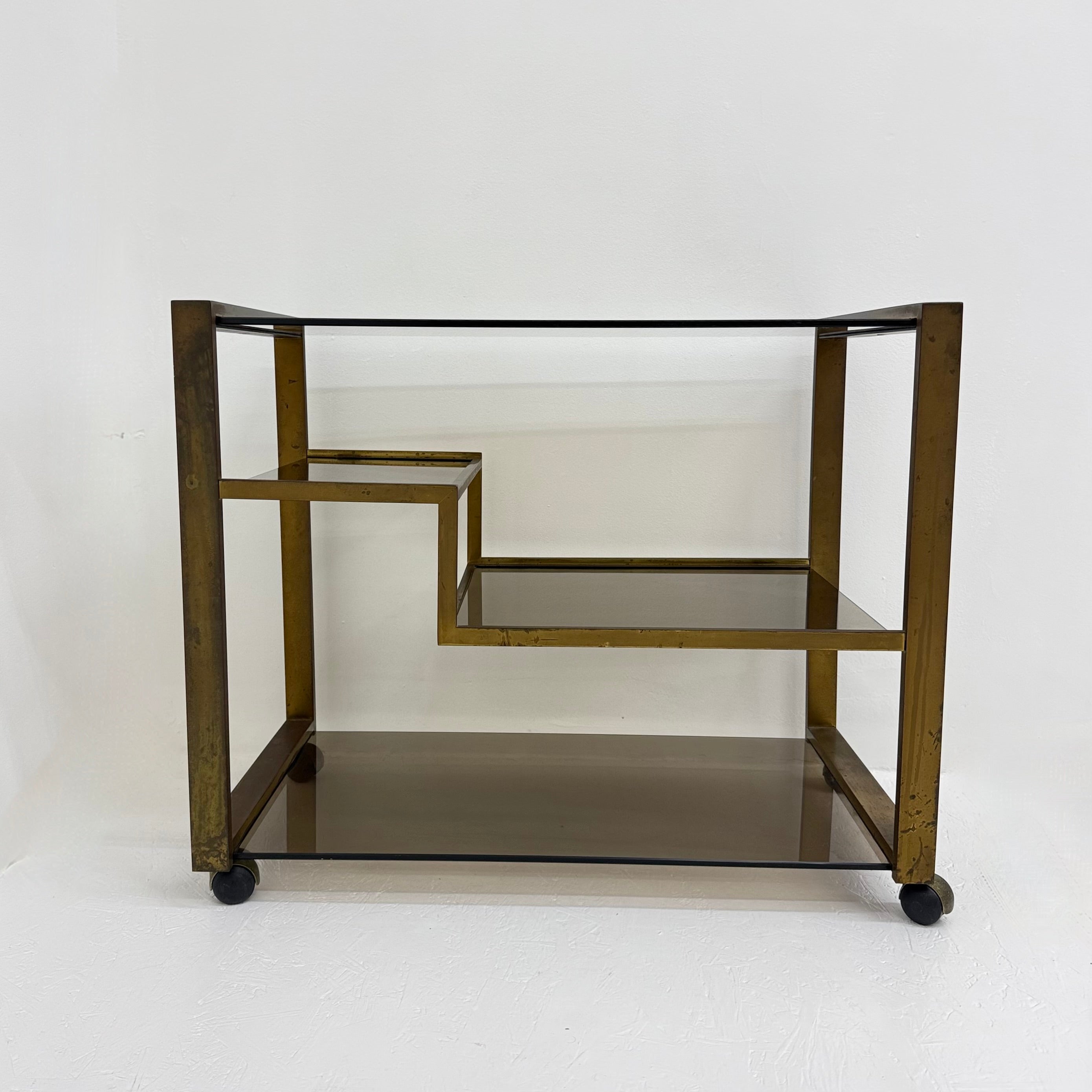 Mid-Century_Brass_Bar_Cart_with_Smoked_Glass,_1970s