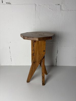 Mid-Century_Brutalist_Artisanal_Handcrafted_Pine_Stool,_1960s