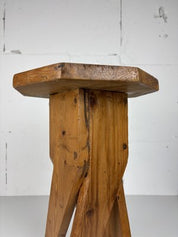 Mid-Century_Brutalist_Artisanal_Handcrafted_Pine_Stool,_1960s