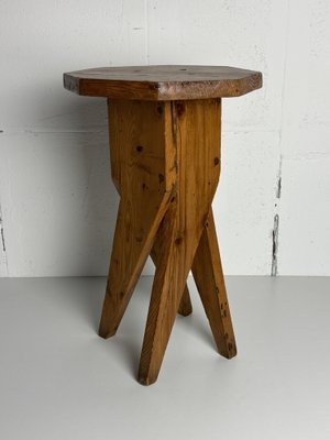 Mid-Century_Brutalist_Artisanal_Handcrafted_Pine_Stool,_1960s