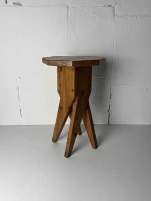 Mid-Century_Brutalist_Artisanal_Handcrafted_Pine_Stool,_1960s
