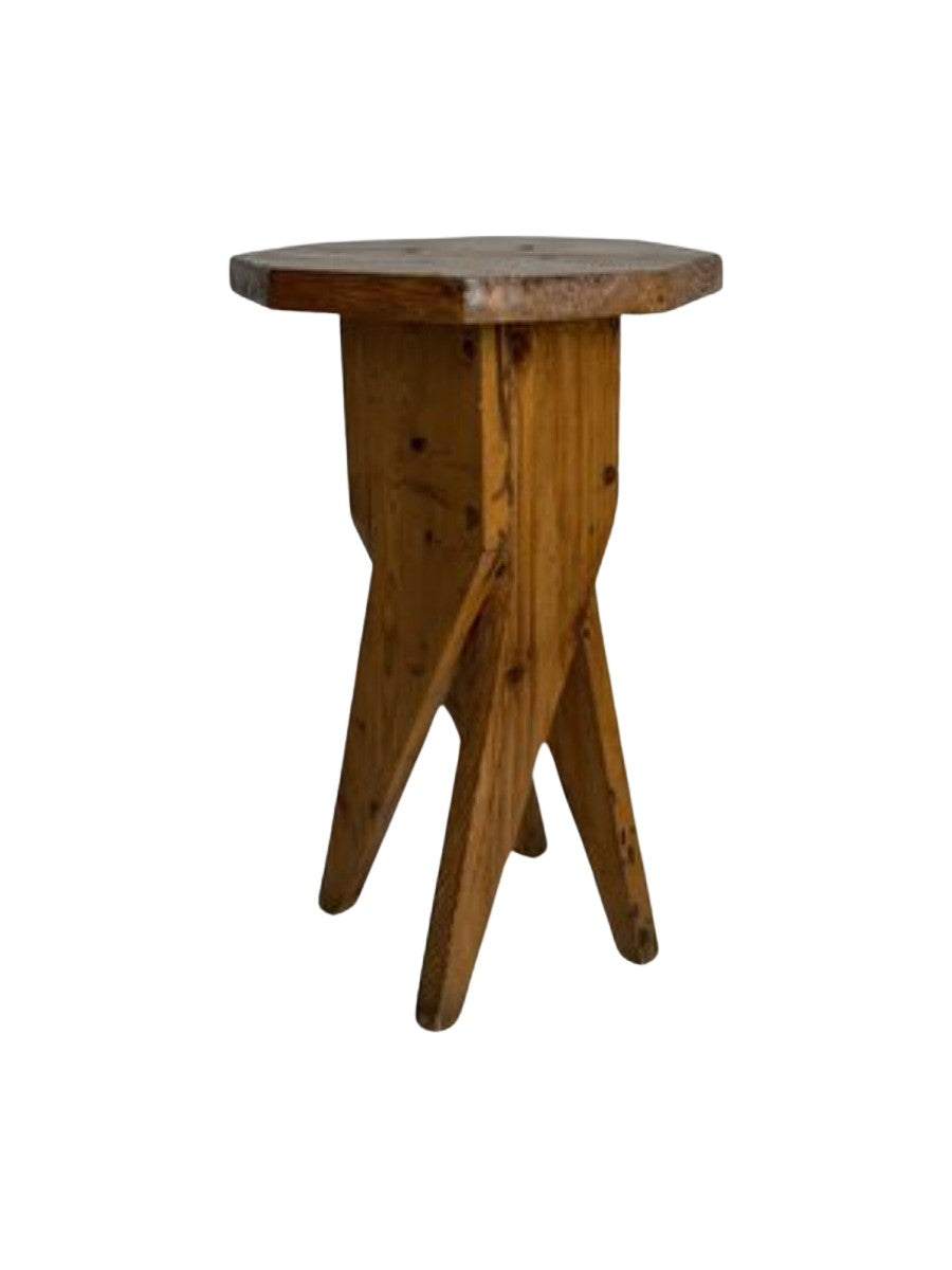 Mid-Century_Brutalist_Artisanal_Handcrafted_Pine_Stool,_1960s