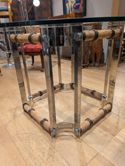 Vintage_Bamboo_and_Chrome_Coffee_Table_with_Glass_Top,_1987