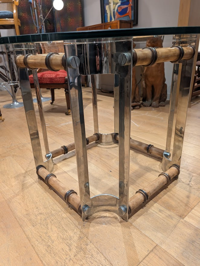 Vintage_Bamboo_and_Chrome_Coffee_Table_with_Glass_Top,_1987