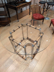 Vintage_Bamboo_and_Chrome_Coffee_Table_with_Glass_Top,_1987