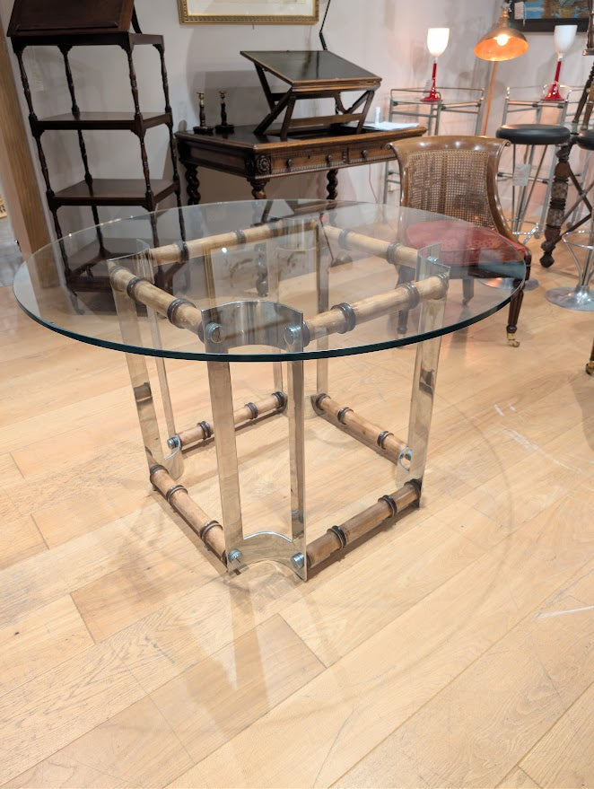 Vintage_Bamboo_and_Chrome_Coffee_Table_with_Glass_Top,_1987