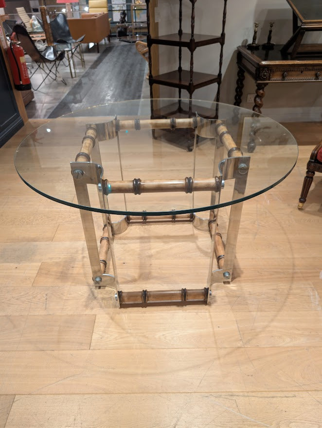 Vintage_Bamboo_and_Chrome_Coffee_Table_with_Glass_Top,_1987