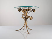 Hollywood_Regency_Gilt_Metal_Rose_Side_Table_with_Clear_Glass_Top,_1970s
