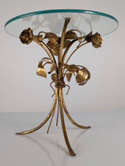 Hollywood_Regency_Gilt_Metal_Rose_Side_Table_with_Clear_Glass_Top,_1970s